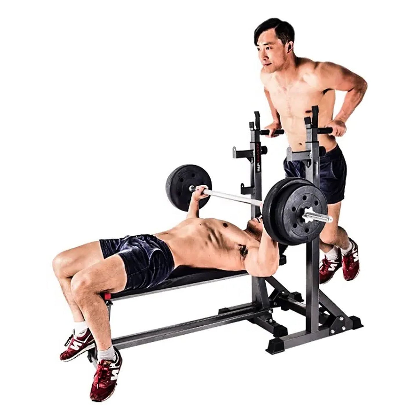 Heavy-Duty Half Squat Rack – Adjustable Strength Training Stand with Dip Station & Safety Spotters – 200KG Capacity – Height & Width Adjustable – Home Gym Power Rack Equipment