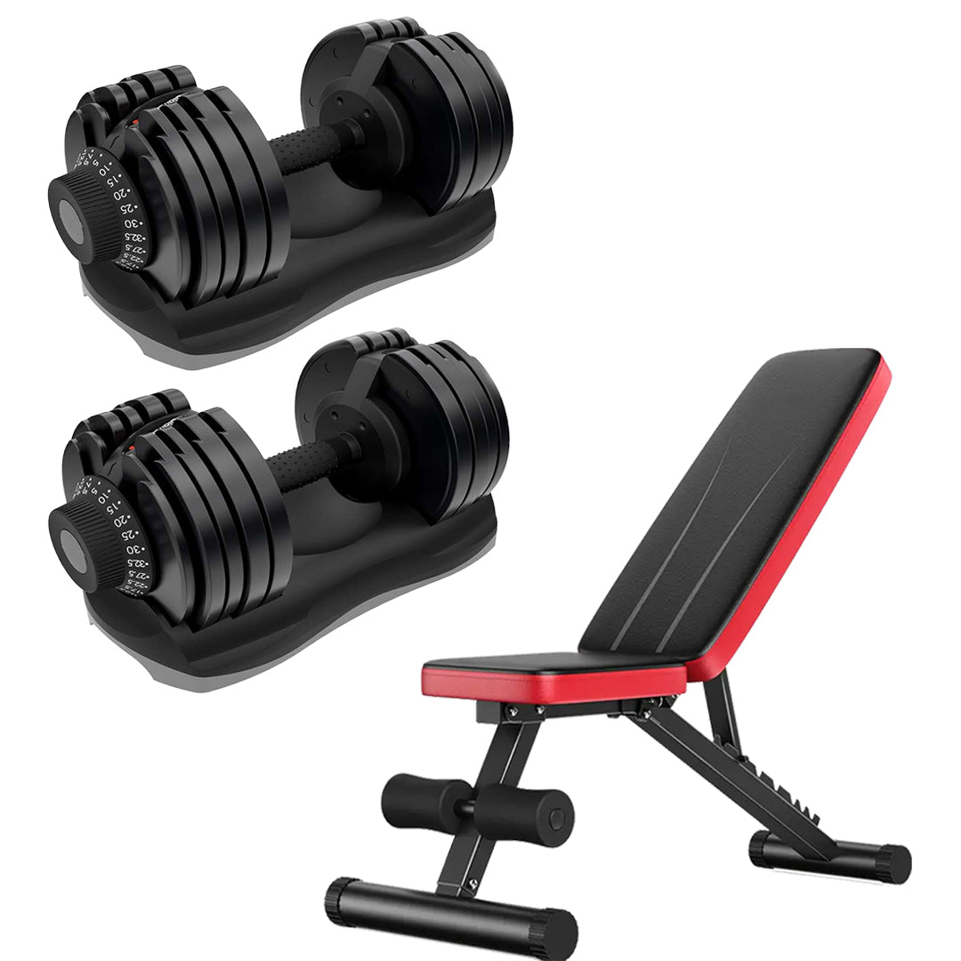 32.5kg Adjustable Dumbbell Pair – 12-in-1 Each | Quick Select Free Weights Set from 5kg to 32.5kg | Compact Dumbbells for Home Gym Strength & Full-Body Training
