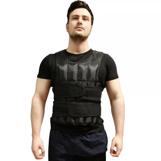 Premium Adjustable Weighted Vest 10kg–20kg – 38-Bag Custom Resistance System – Ideal for Running, CrossFit & Strength Training – Durable Black Design with Reflective Detailing
