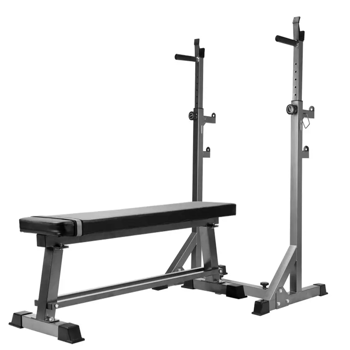 Heavy-Duty Half Squat Rack – Adjustable Strength Training Stand with Dip Station & Safety Spotters – 200KG Capacity – Height & Width Adjustable – Home Gym Power Rack Equipment