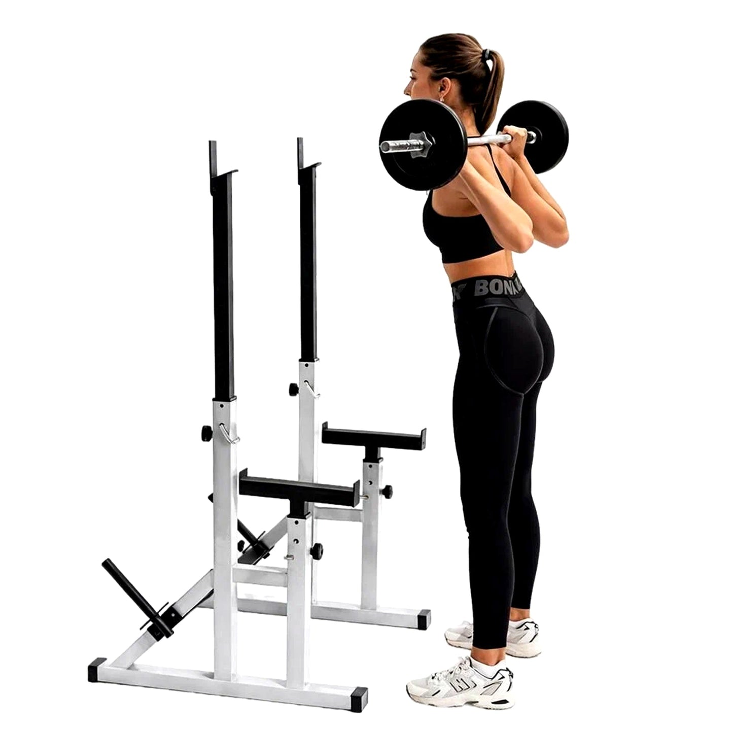 Heavy-Duty Adjustable Squat & Bench Press Rack – 400kg Capacity Power Rack with Dip Handles – Multi-Function Strength Training Station for Home Gyms & Serious Lifters