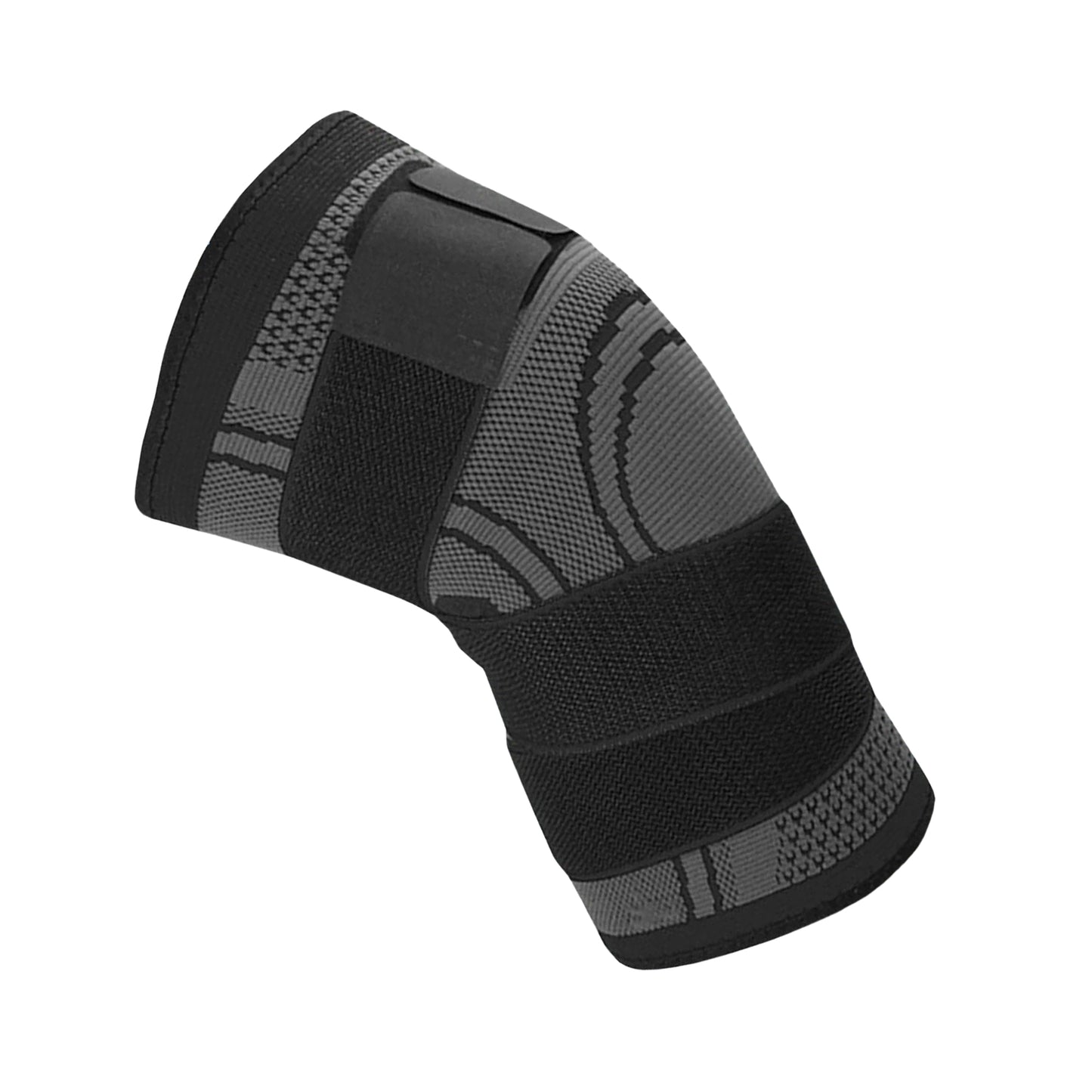 Black and gray knee brace on a white background