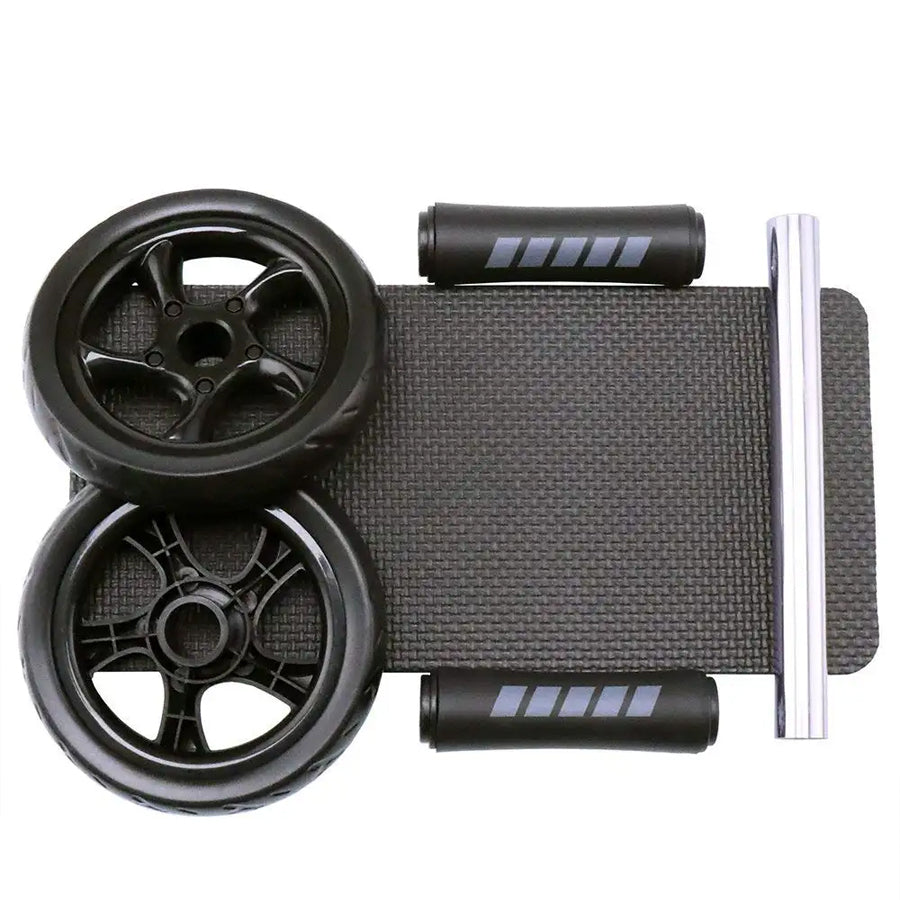Pro Double-Wheel Ab Roller with Knee Mat – Rebound Core Trainer with Adjustable Resistance Bands – Silent Non-Slip Wheels – Home Gym Ab Workout Equipment for Men & Women