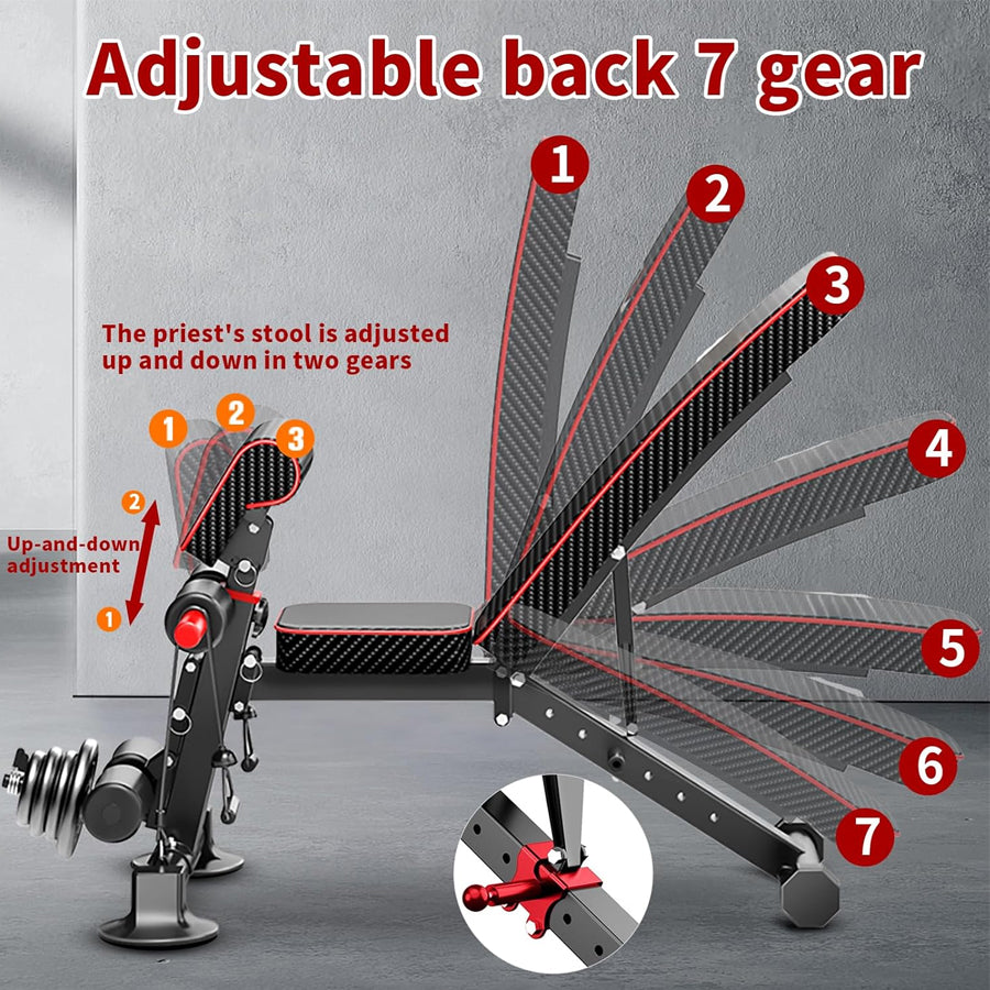7-Position Adjustable Weight Bench – Foldable Home Gym Strength Training Equipment with 320KG Capacity – Multi-Angle Workout Bench for Incline, Decline, and Flat Exercises – High-Density Padded Comfort
