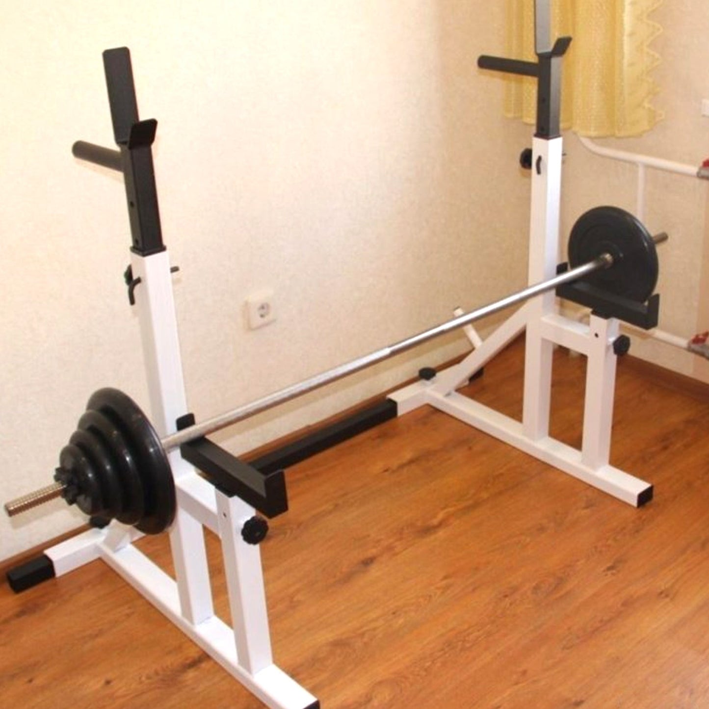 Heavy-Duty Adjustable Squat & Bench Press Rack – 400kg Capacity Power Rack with Dip Handles – Multi-Function Strength Training Station for Home Gyms & Serious Lifters
