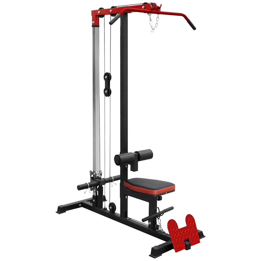 Professional LAT Pulldown Machine with Dual Pulley System – Home Gym Cable Station for Back & Upper Body – Adjustable Seat – Compact Strength Training Equipment for Full Body Workouts