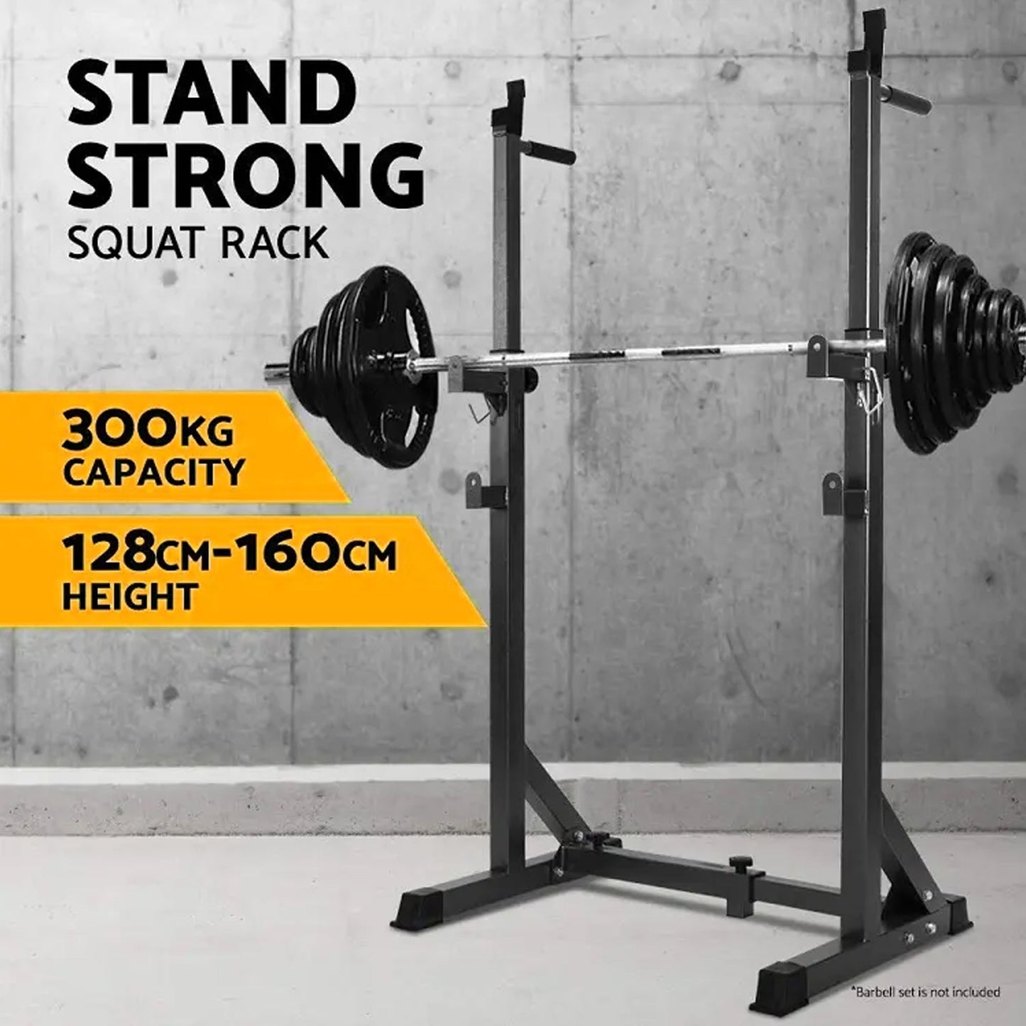 Heavy-Duty Half Squat Rack – Adjustable Strength Training Stand with Dip Station & Safety Spotters – 200KG Capacity – Height & Width Adjustable – Home Gym Power Rack Equipment