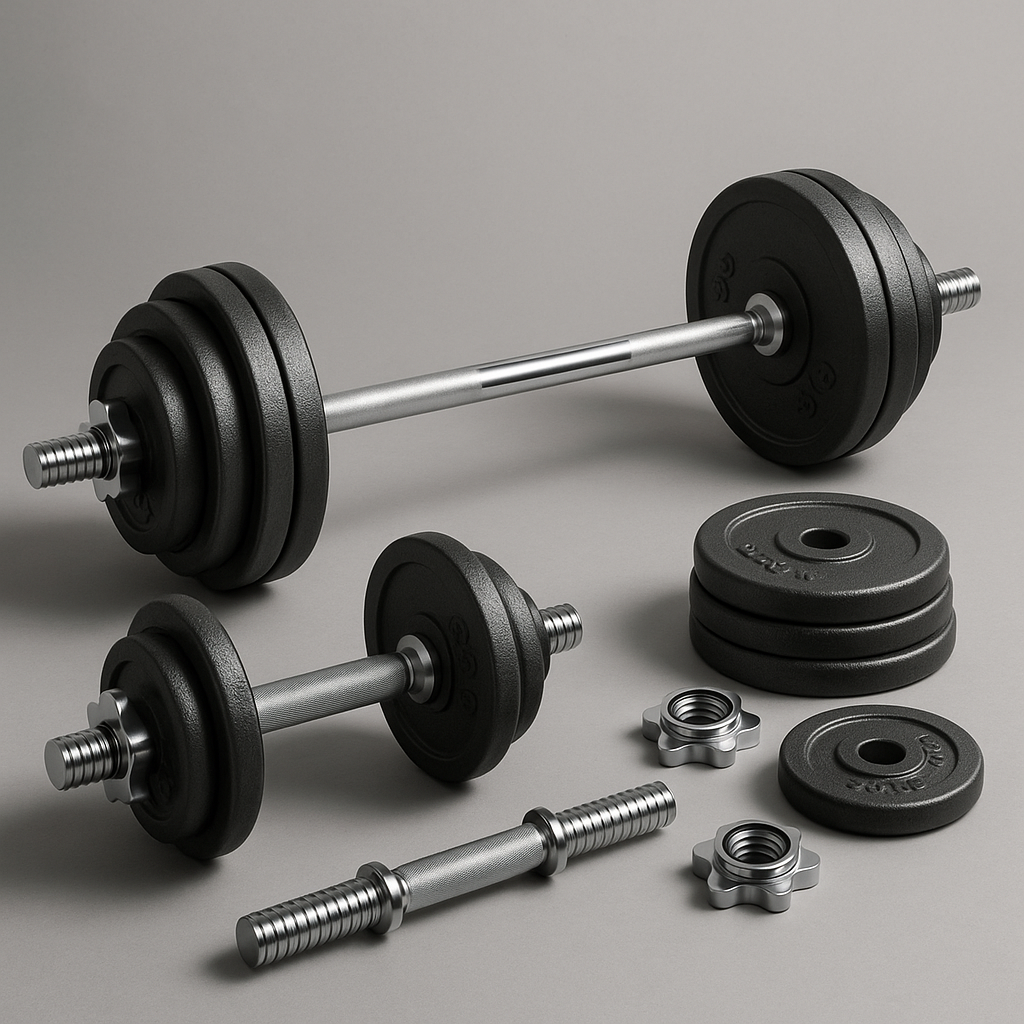 65kg Chrome Adjustable Dumbbell & Barbell Weight Set – Rust-Resistant, Anti-Slip Bars, Multi-Use Home Gym Equipment for Strength Training & Fitness