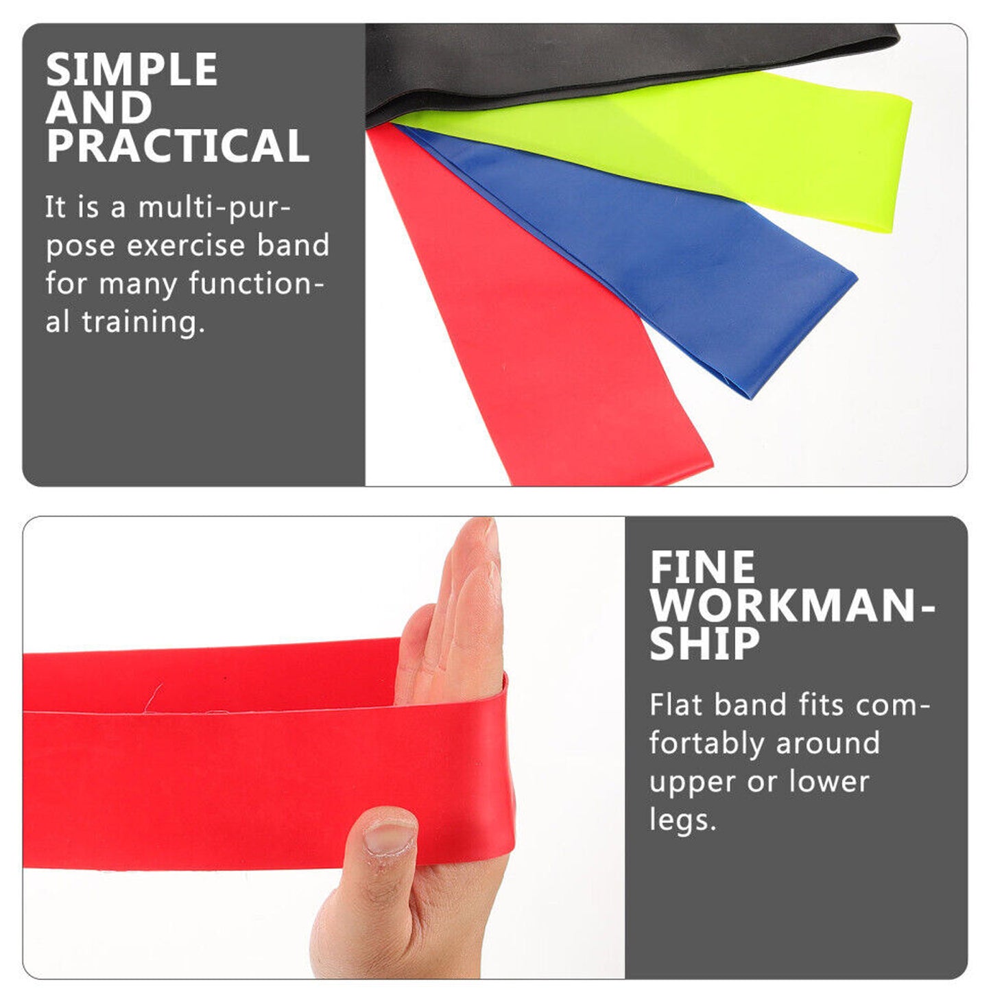 Premium Resistance Band Set – 5 Intensity Levels for Strength Training, Stretching & Rehab – Natural Latex Exercise Bands with Carry Bag – Portable Home Gym Equipment