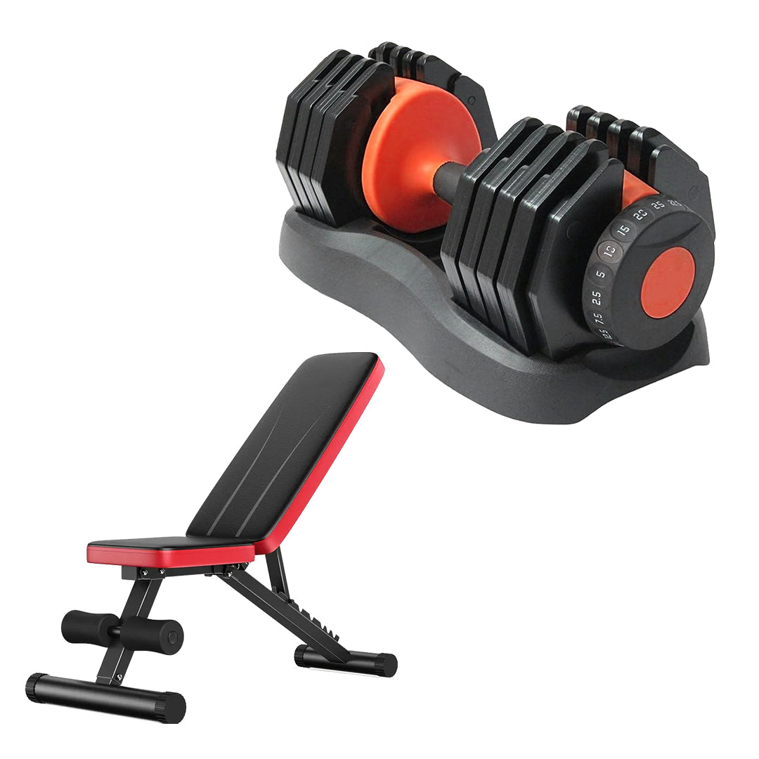 25kg Adjustable Dumbbells Pair – 10-in-1, 2.5–25kg Range, Quick Dial, Safety Lock & Anti-Slip for Home Gym