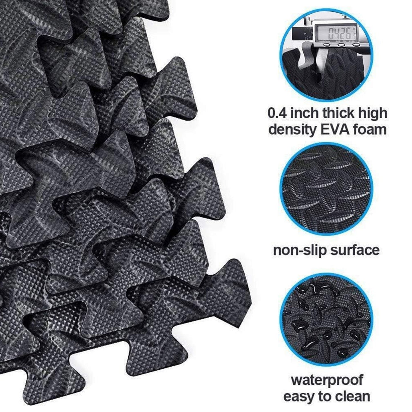 Premium Interlocking Puzzle Exercise Mats – 10mm EVA Foam Tiles for Home Gym Flooring – Non-Slip, Shock-Absorbing, Water-Resistant – Customizable Protective Workout Mats – Easy to Install