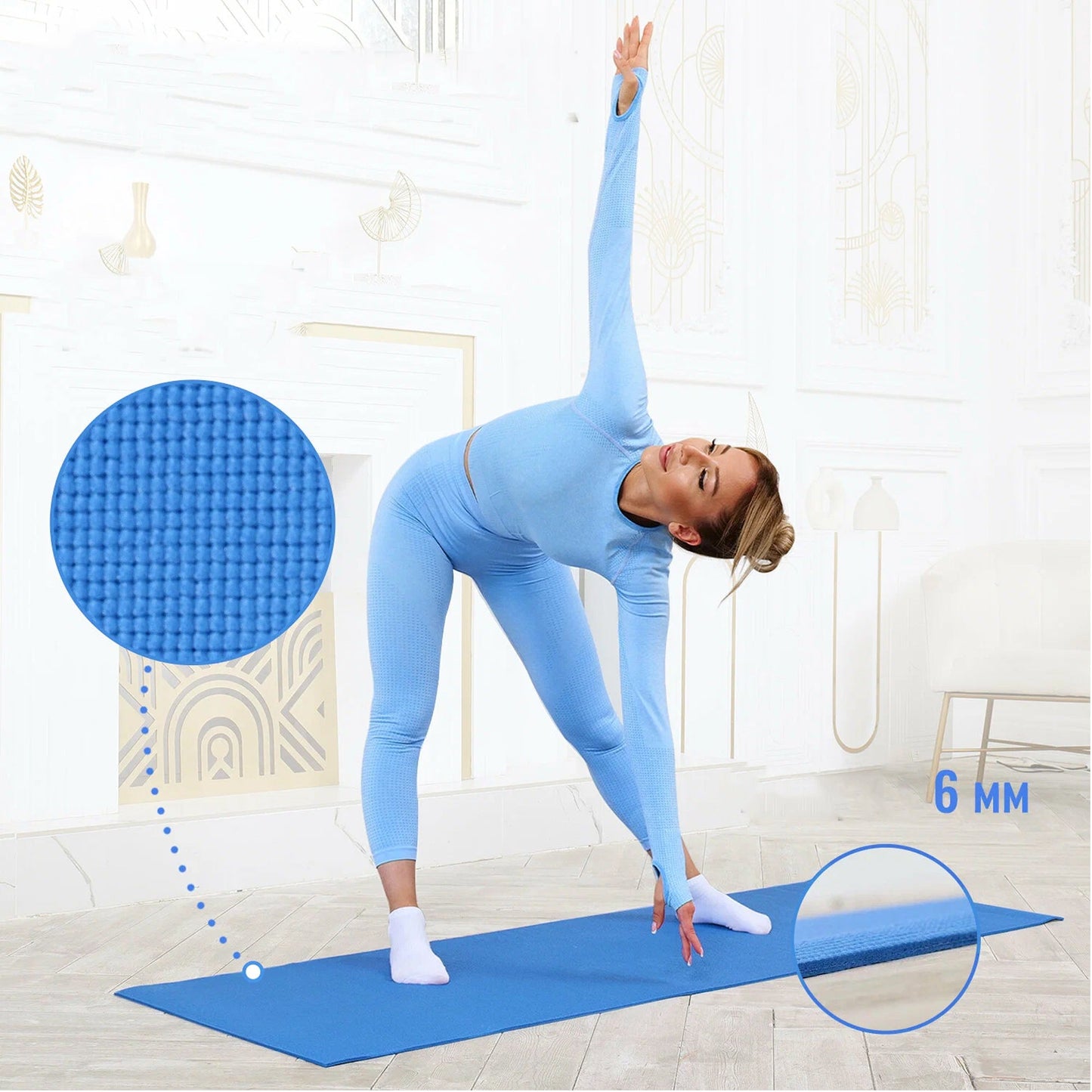 15mm Extra-Thick Yoga Mat with Strap – Non-Slip NBR Foam for Yoga, Pilates & Floor Exercises – Joint-Friendly & Eco-Friendly Design