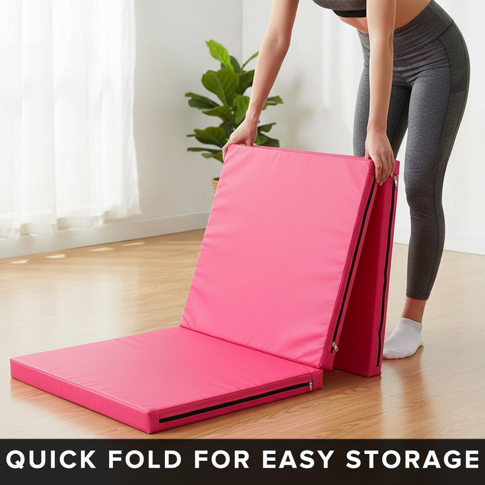 Extra Thick Tri‑Fold Yoga Mat – Non‑Slip PU Foam Gym Mat