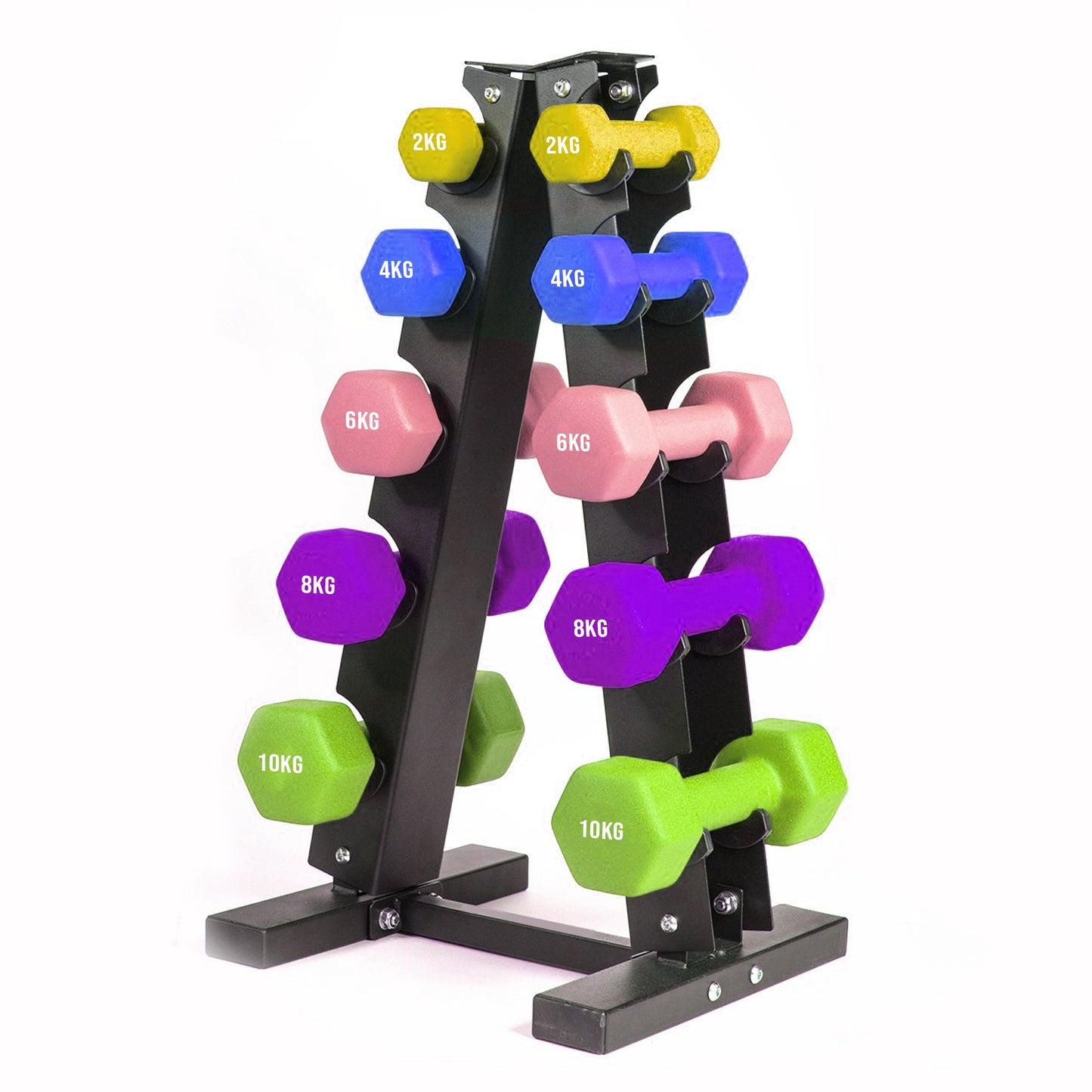 Neoprene Dumbbell Tree Rack Stand for Home Gym – 3 or 5 Tier Space-Saving Weight Storage – Heavy-Duty Steel Construction with Powder-Coated Finish – Compact Fitness Organizer