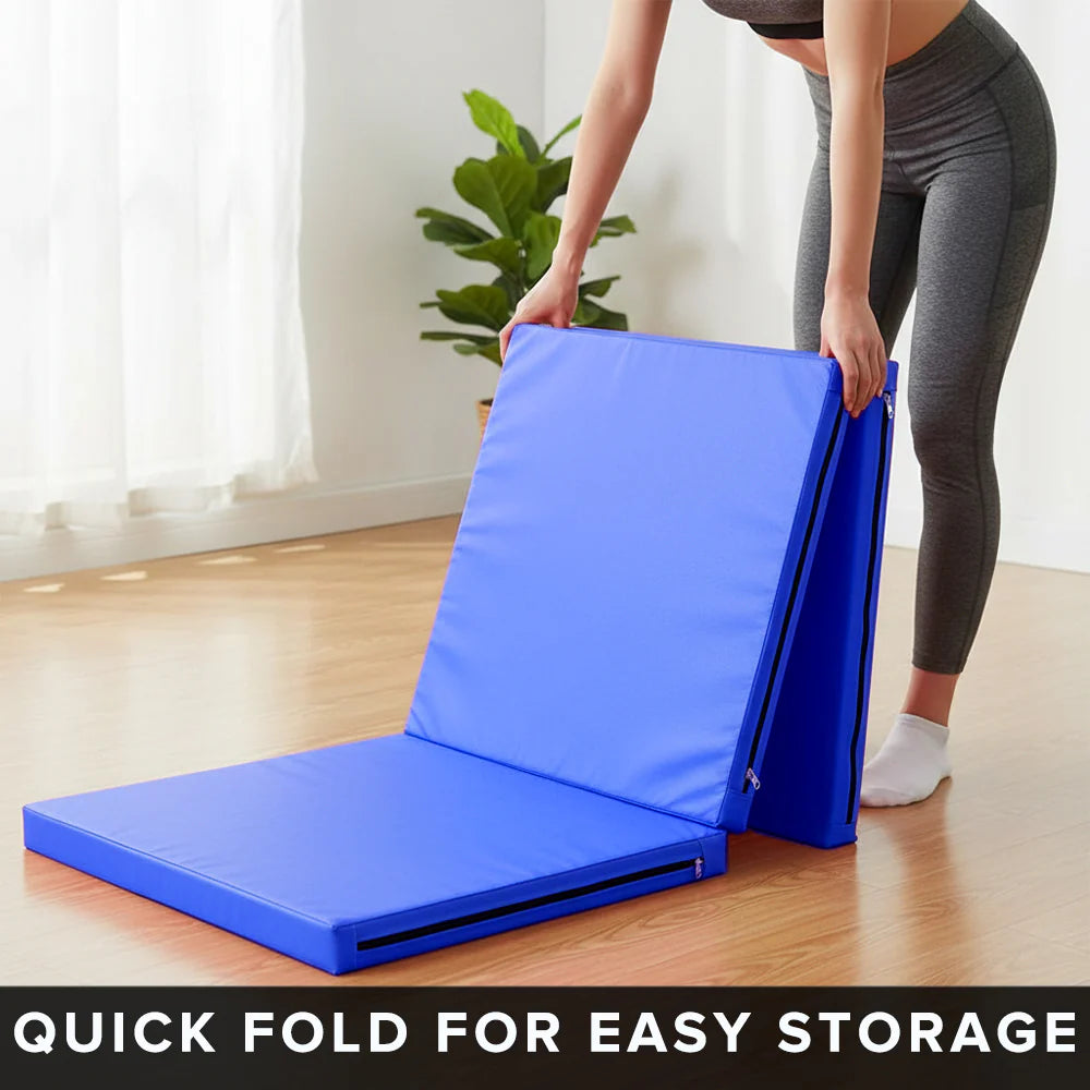 Extra Thick Tri‑Fold Yoga Mat – Non‑Slip PU Foam Gym Mat