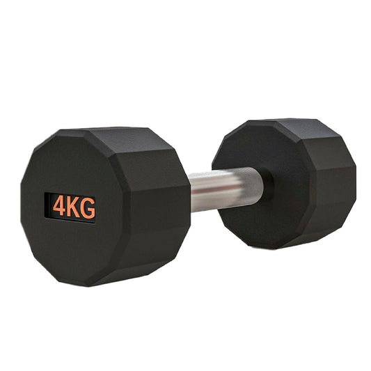 Round Hex Dumbbell – Anti-Roll, Rubber Coated, Knurled Grip, Multiple Sizes for Home & Gym