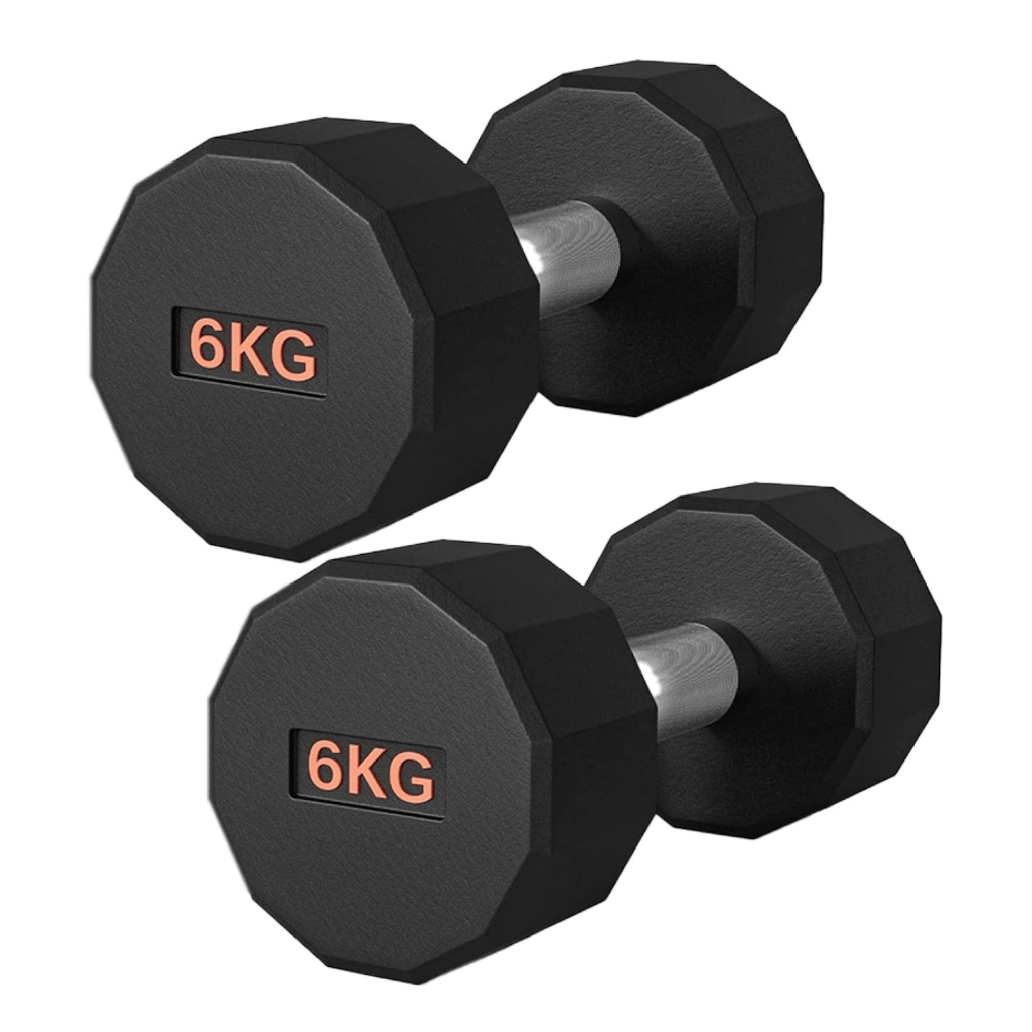 Round Hex Dumbbell – Anti-Roll, Rubber Coated, Knurled Grip, Multiple Sizes for Home & Gym