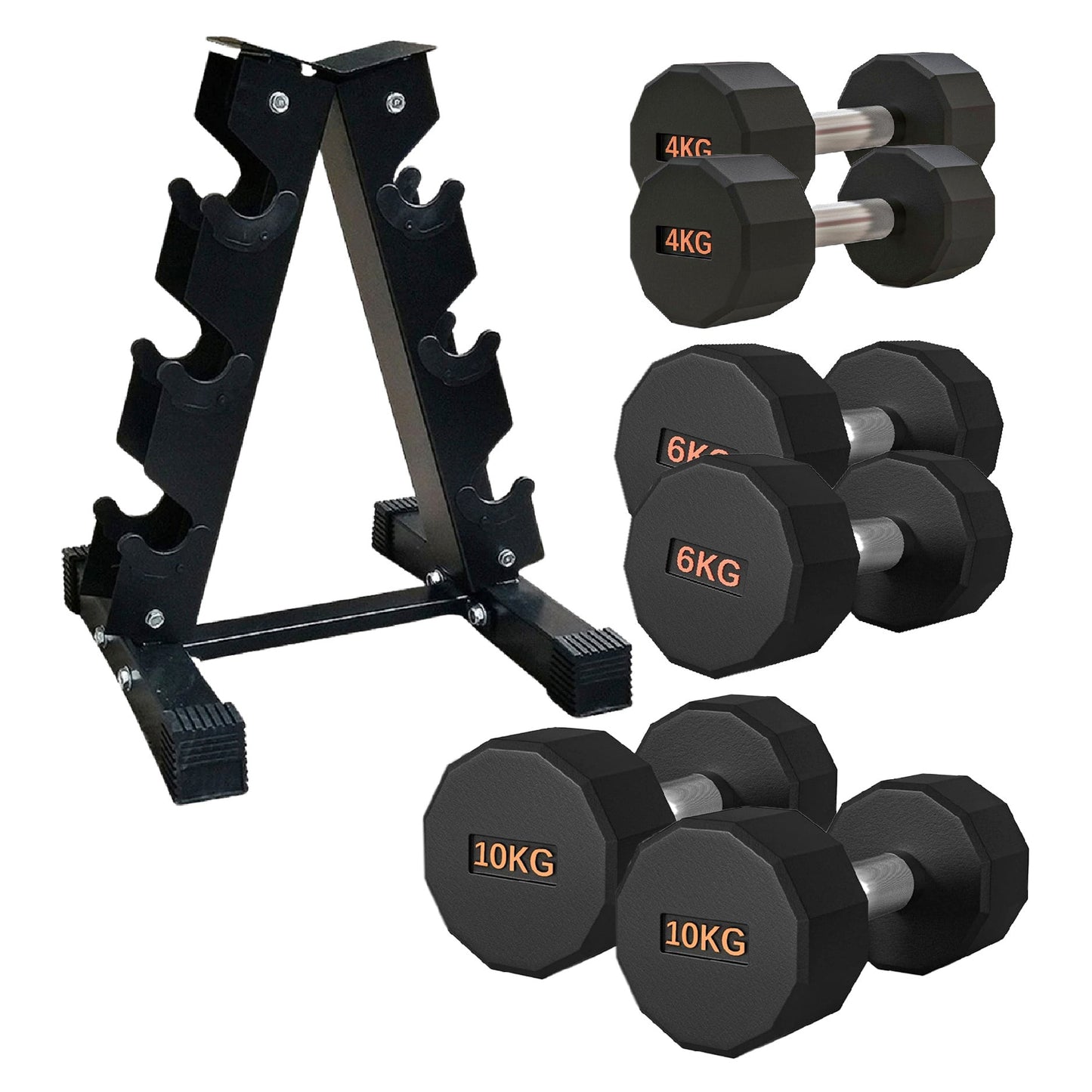 Round Hex Dumbbell – Anti-Roll, Rubber Coated, Knurled Grip, Multiple Sizes for Home & Gym