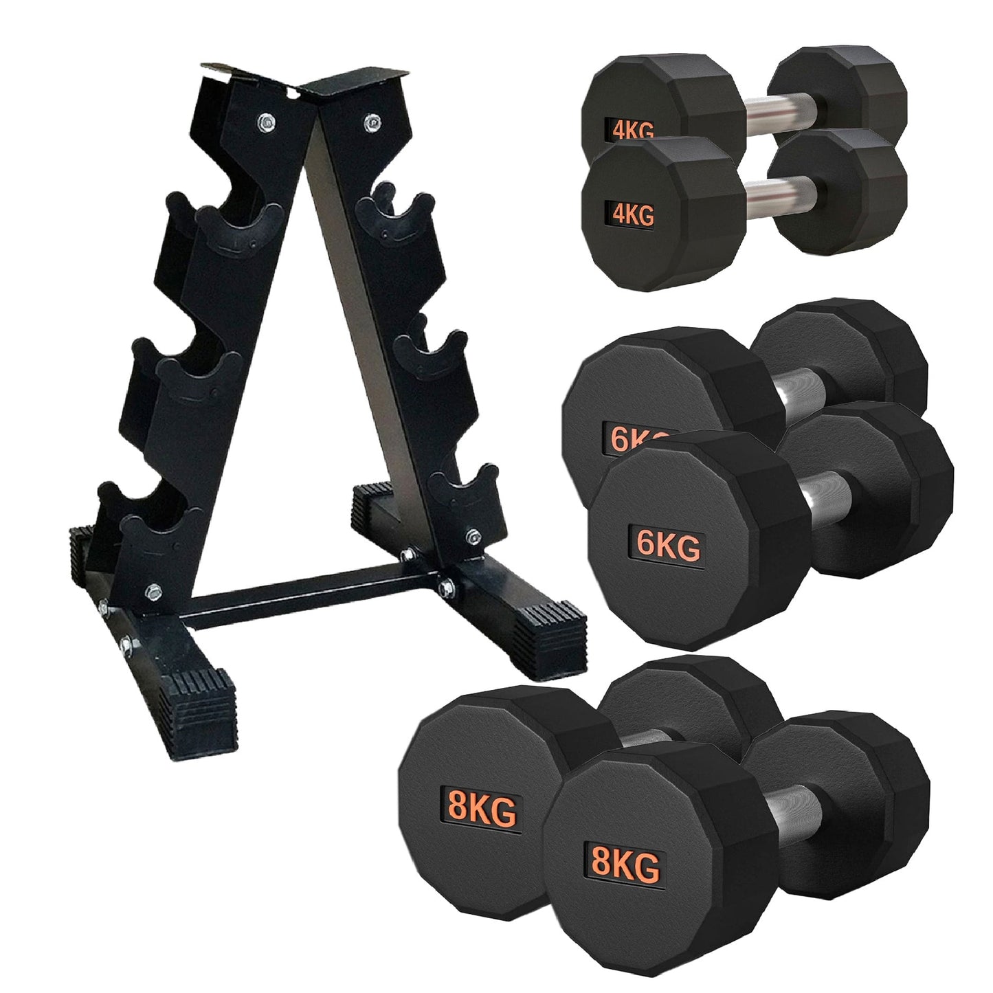 Round Hex Dumbbell – Anti-Roll, Rubber Coated, Knurled Grip, Multiple Sizes for Home & Gym