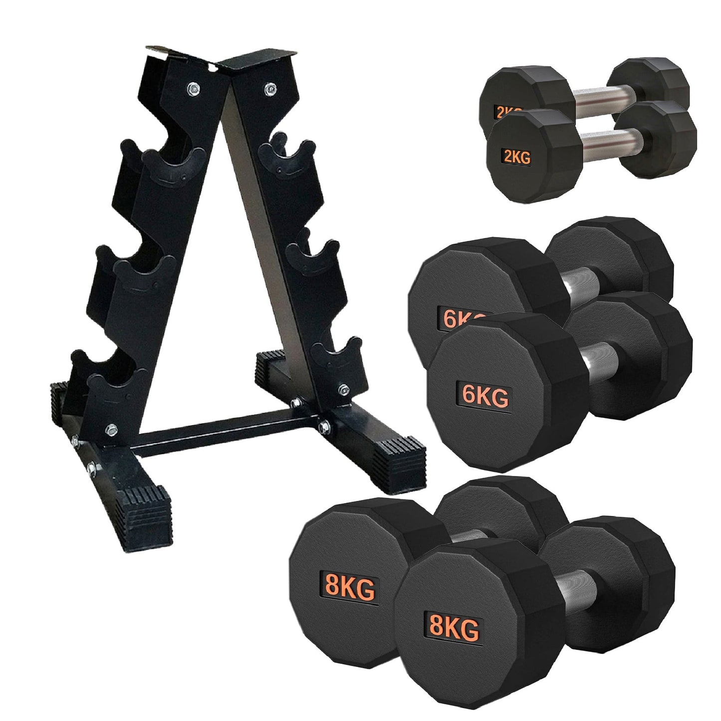 Round Hex Dumbbell – Anti-Roll, Rubber Coated, Knurled Grip, Multiple Sizes for Home & Gym