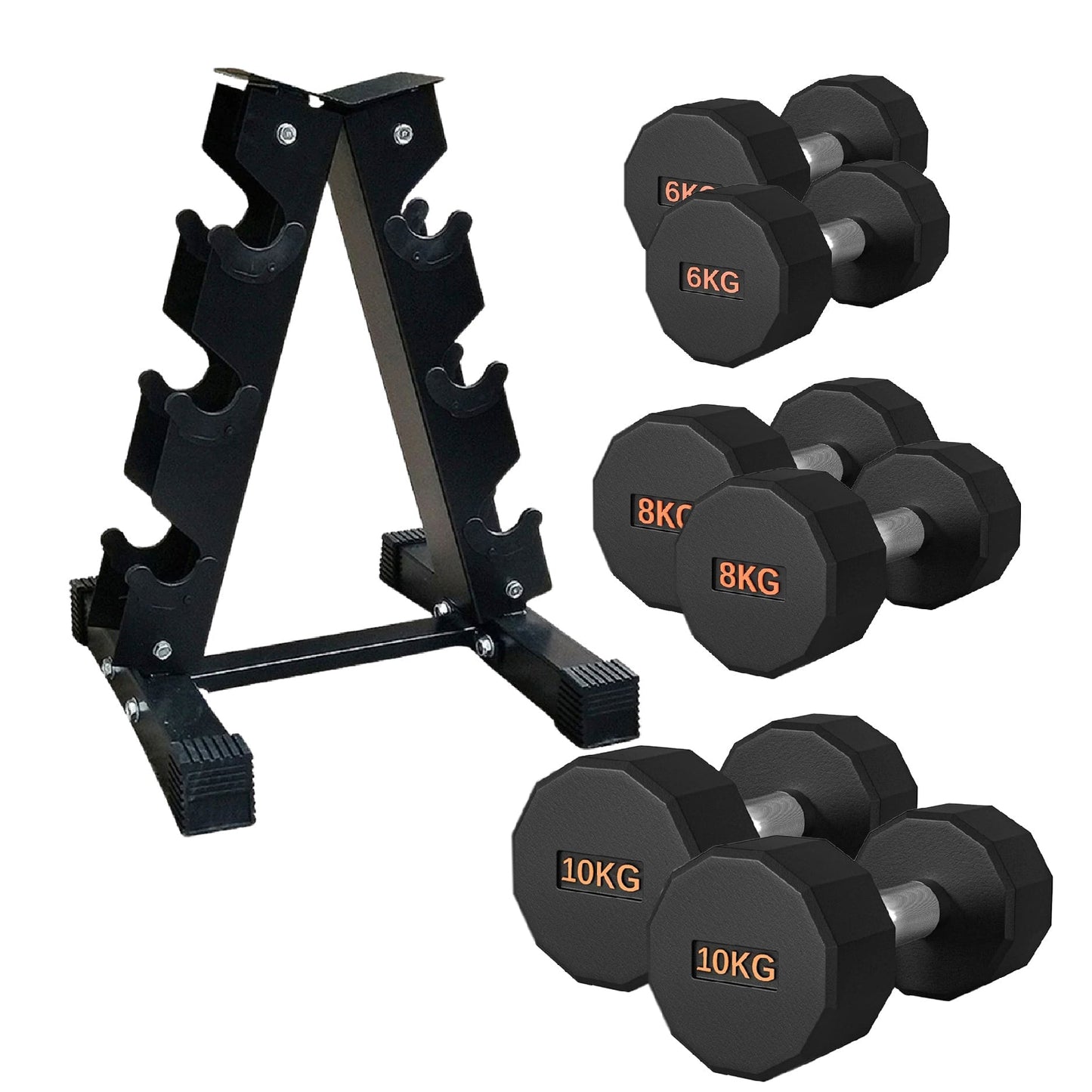 Round Hex Dumbbell – Anti-Roll, Rubber Coated, Knurled Grip, Multiple Sizes for Home & Gym