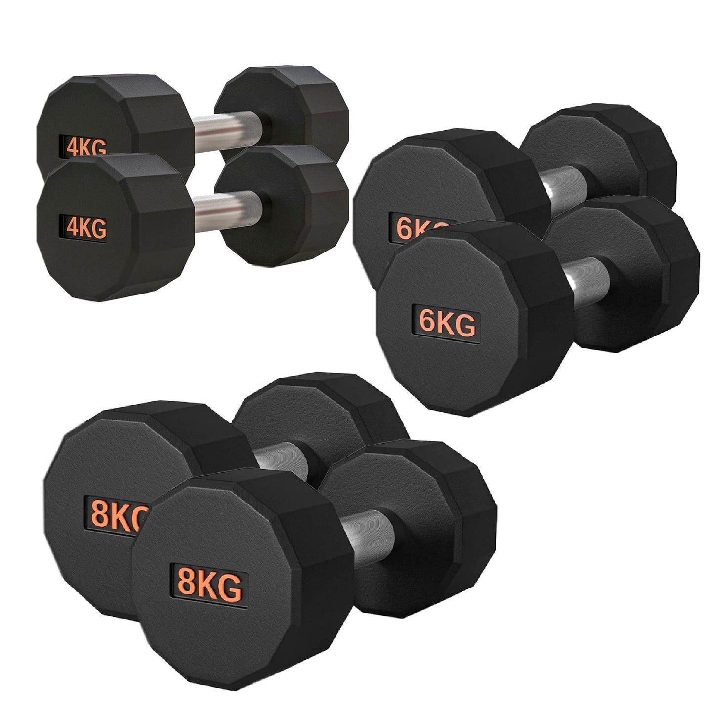 Round Hex Dumbbell – Anti-Roll, Rubber Coated, Knurled Grip, Multiple Sizes for Home & Gym