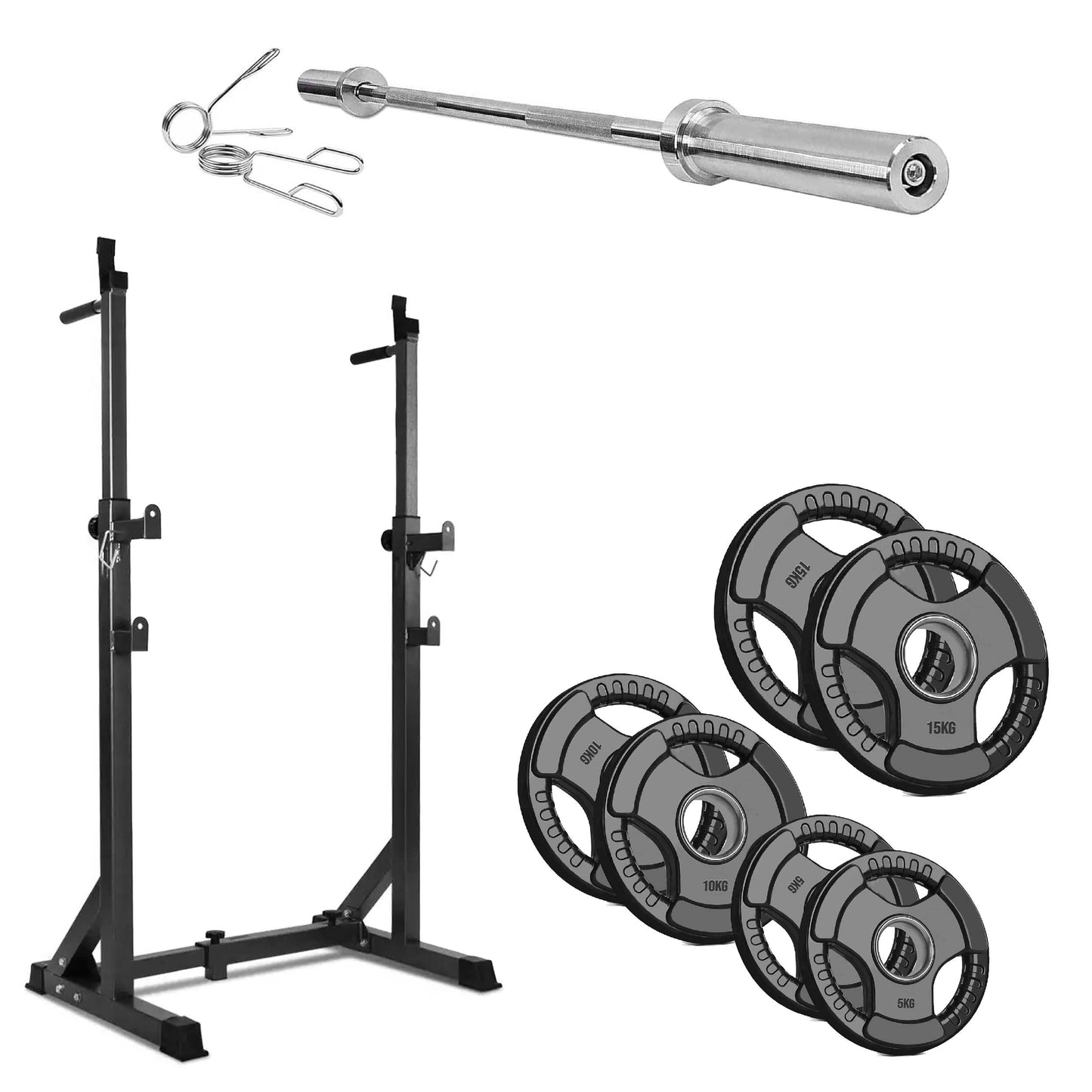 Heavy-Duty Half Squat Rack – Adjustable Strength Training Stand with Dip Station & Safety Spotters – 200KG Capacity – Height & Width Adjustable – Home Gym Power Rack Equipment