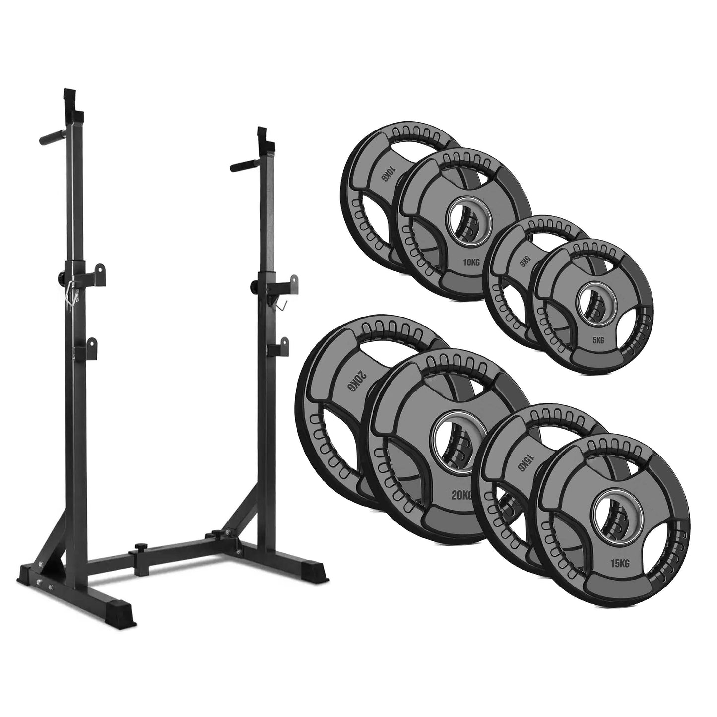 Heavy-Duty Half Squat Rack – Adjustable Strength Training Stand with Dip Station & Safety Spotters – 200KG Capacity – Height & Width Adjustable – Home Gym Power Rack Equipment
