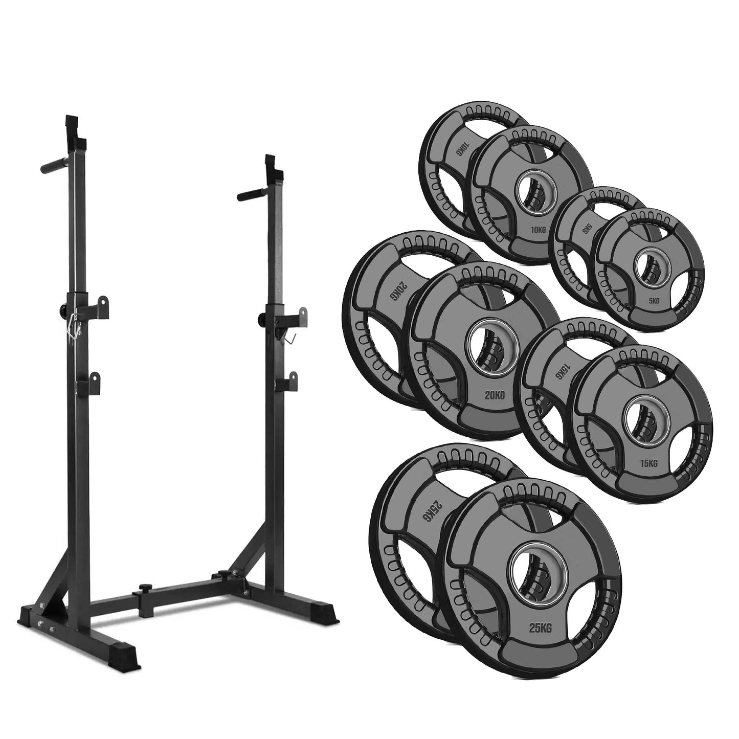 Heavy-Duty Half Squat Rack – Adjustable Strength Training Stand with Dip Station & Safety Spotters – 200KG Capacity – Height & Width Adjustable – Home Gym Power Rack Equipment