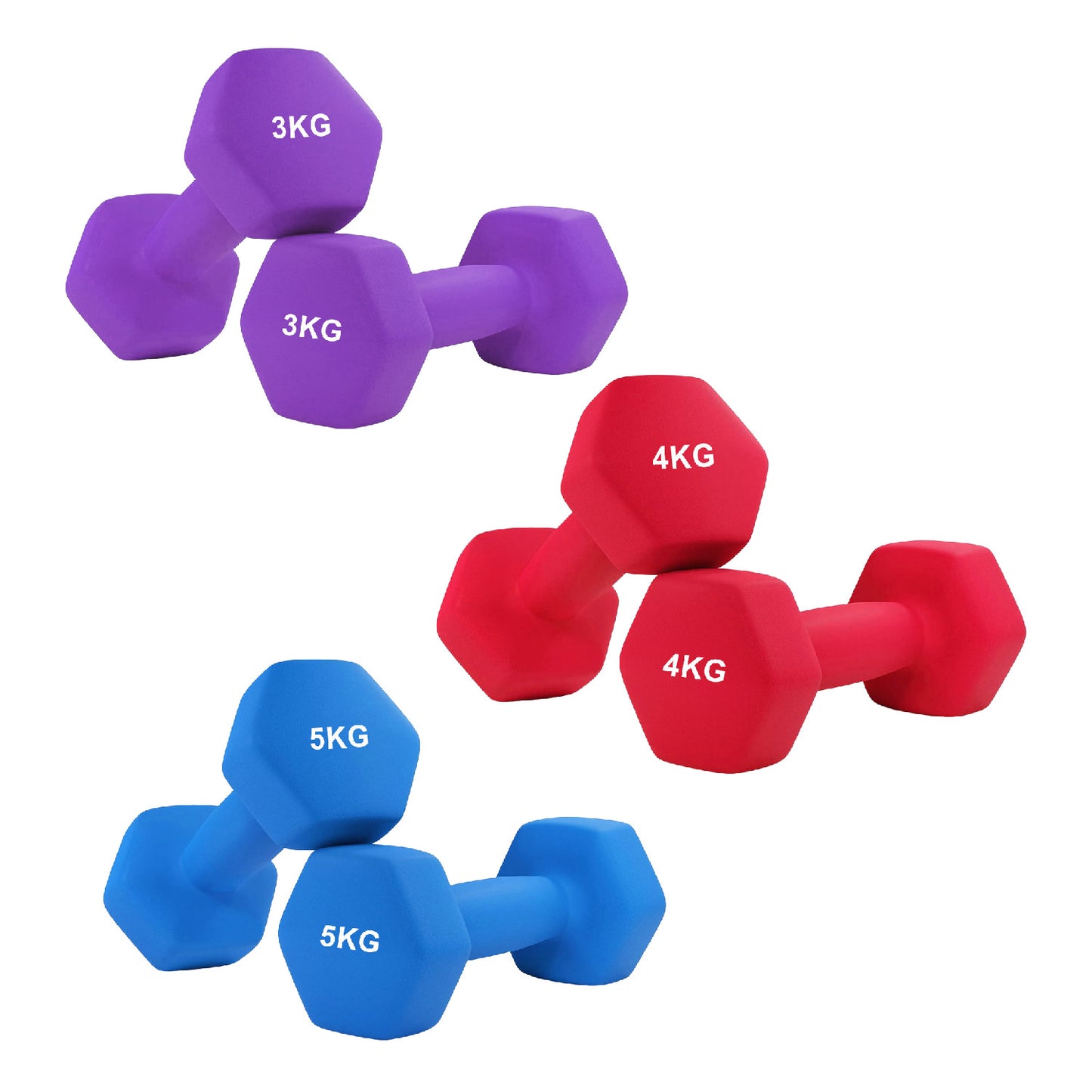 Neoprene Hex Dumbbells – Anti-Roll Non-Slip Hand Weights with Soft-Touch Grip – Available in Singles, Pairs & Sets – Premium Home Fitness Equipment