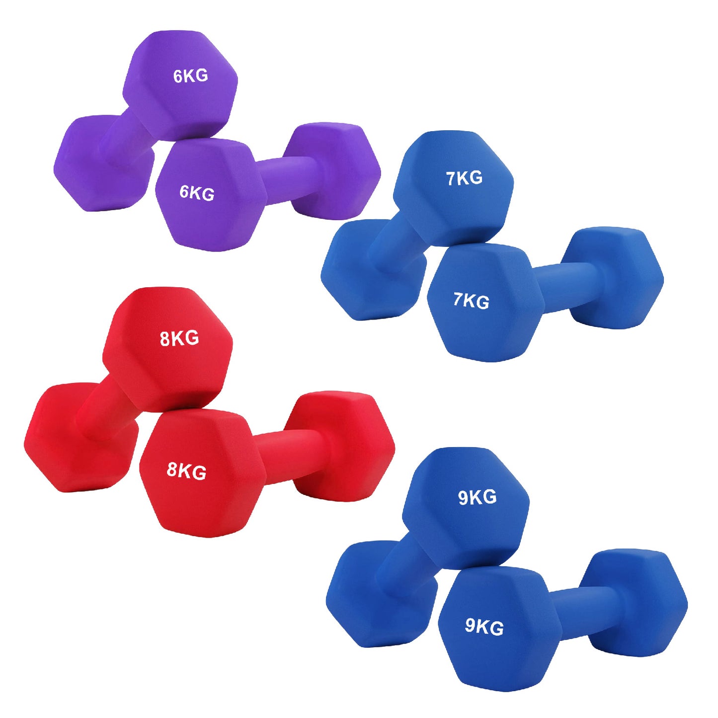 Neoprene Hex Dumbbells – Anti-Roll Non-Slip Hand Weights with Soft-Touch Grip – Available in Singles, Pairs & Sets – Premium Home Fitness Equipment
