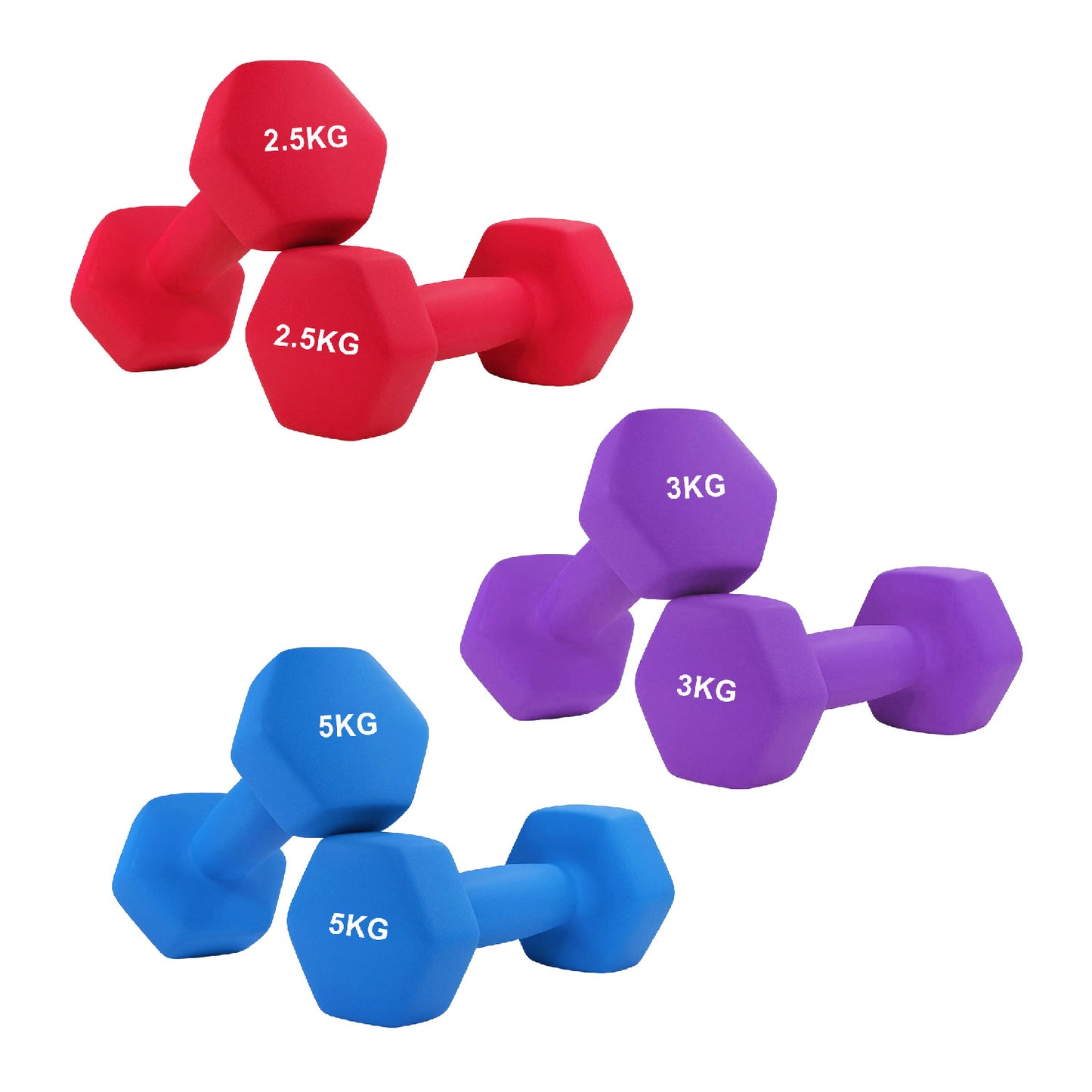 Neoprene Hex Dumbbells – Anti-Roll Non-Slip Hand Weights with Soft-Touch Grip – Available in Singles, Pairs & Sets – Premium Home Fitness Equipment