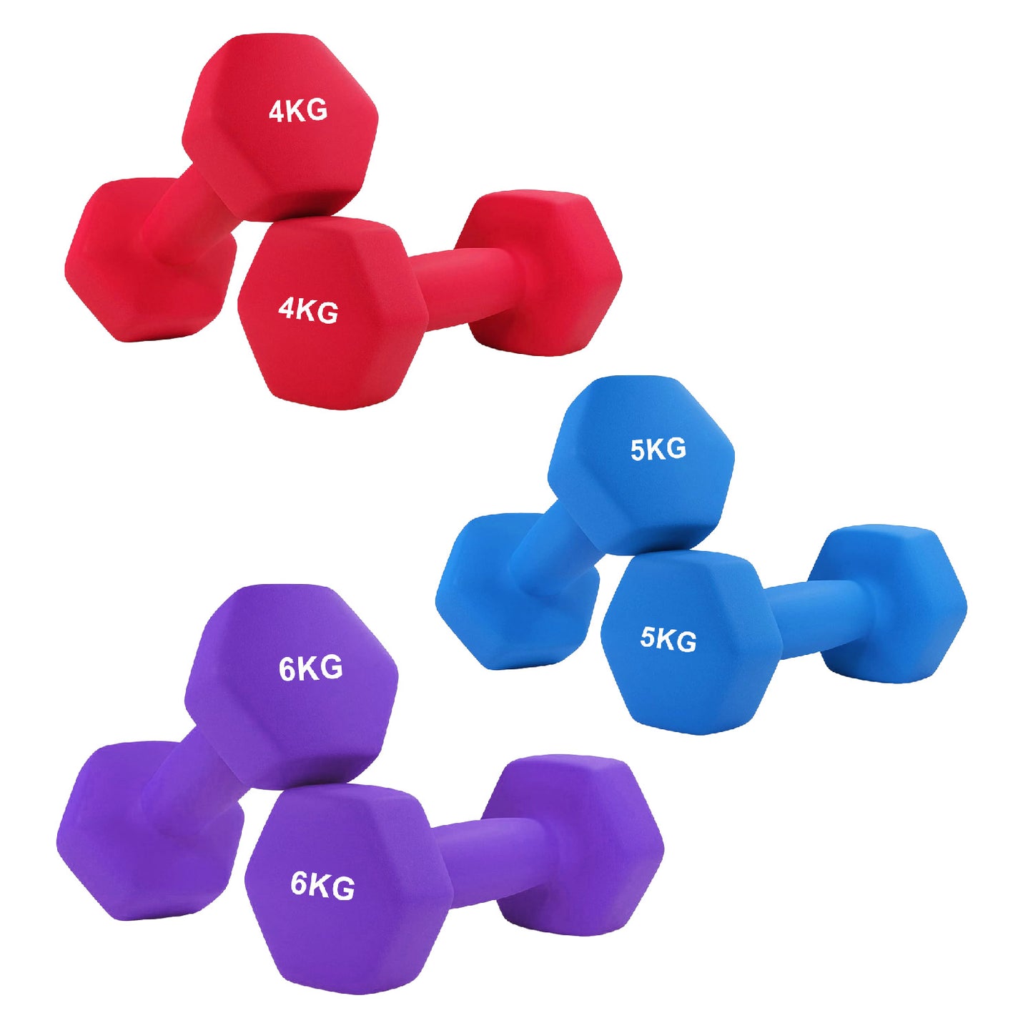 Neoprene Hex Dumbbells – Anti-Roll Non-Slip Hand Weights with Soft-Touch Grip – Available in Singles, Pairs & Sets – Premium Home Fitness Equipment