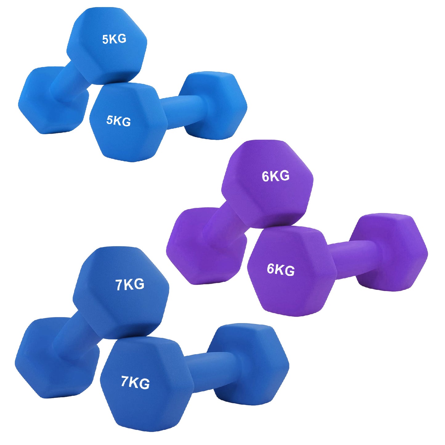 Neoprene Hex Dumbbells – Anti-Roll Non-Slip Hand Weights with Soft-Touch Grip – Available in Singles, Pairs & Sets – Premium Home Fitness Equipment