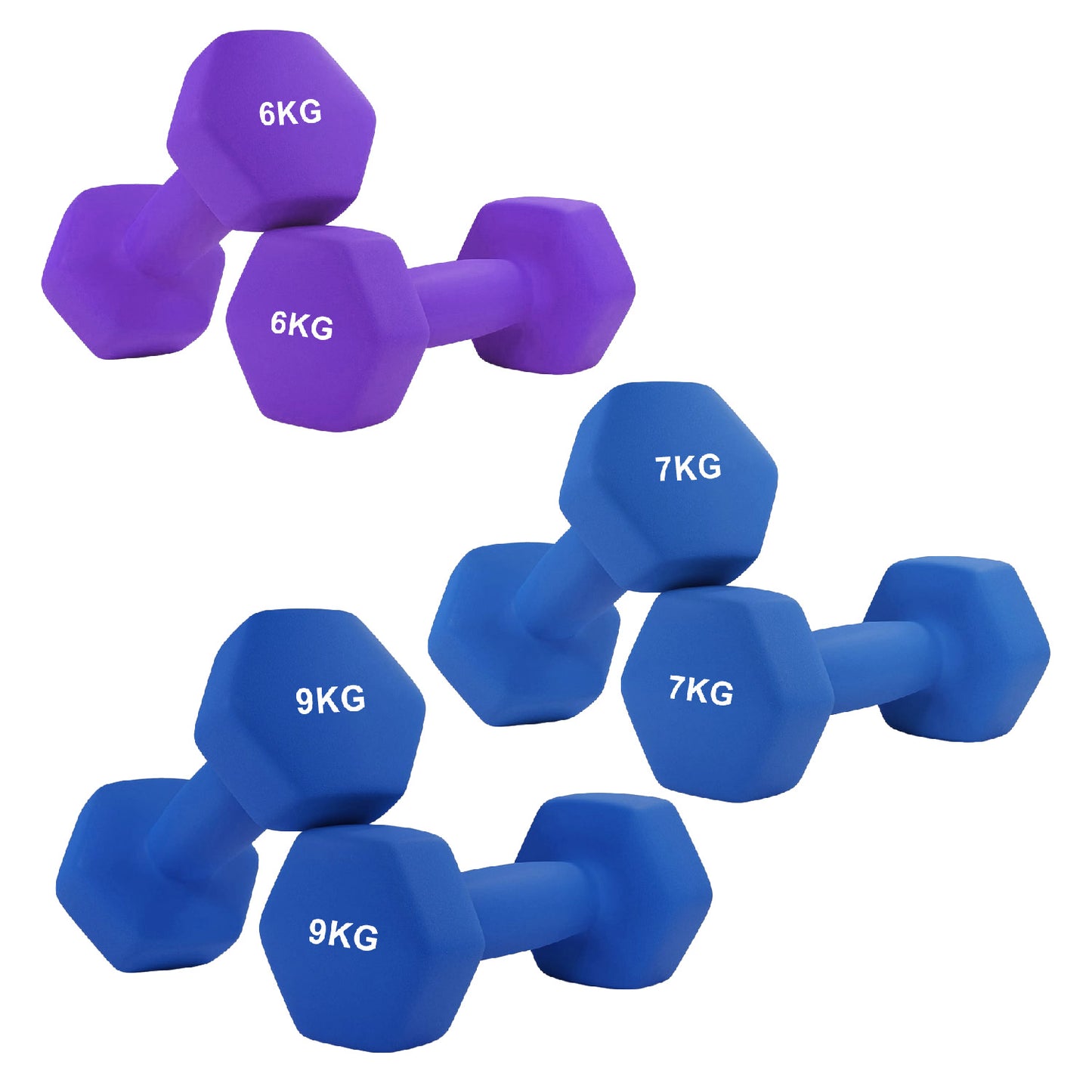 Neoprene Hex Dumbbells – Anti-Roll Non-Slip Hand Weights with Soft-Touch Grip – Available in Singles, Pairs & Sets – Premium Home Fitness Equipment