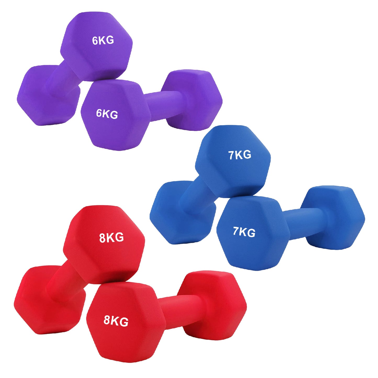 Neoprene Hex Dumbbells – Anti-Roll Non-Slip Hand Weights with Soft-Touch Grip – Available in Singles, Pairs & Sets – Premium Home Fitness Equipment