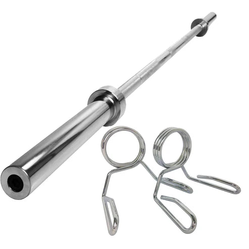 Metal barbell with attachments on a white background