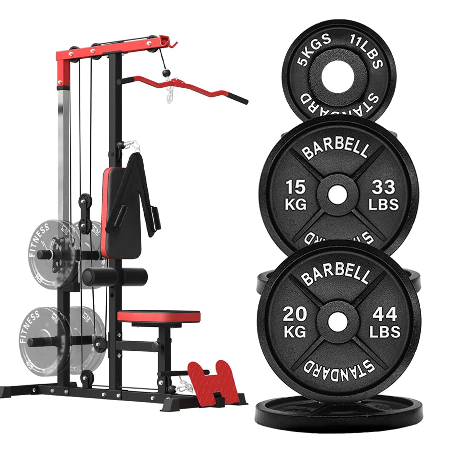 Professional LAT Pulldown Machine with Dual Pulley System – Home Gym Cable Station for Back & Upper Body – Adjustable Seat – Compact Strength Training Equipment for Full Body Workouts