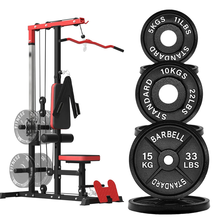 Professional LAT Pulldown Machine with Dual Pulley System – Home Gym Cable Station for Back & Upper Body – Adjustable Seat – Compact Strength Training Equipment for Full Body Workouts