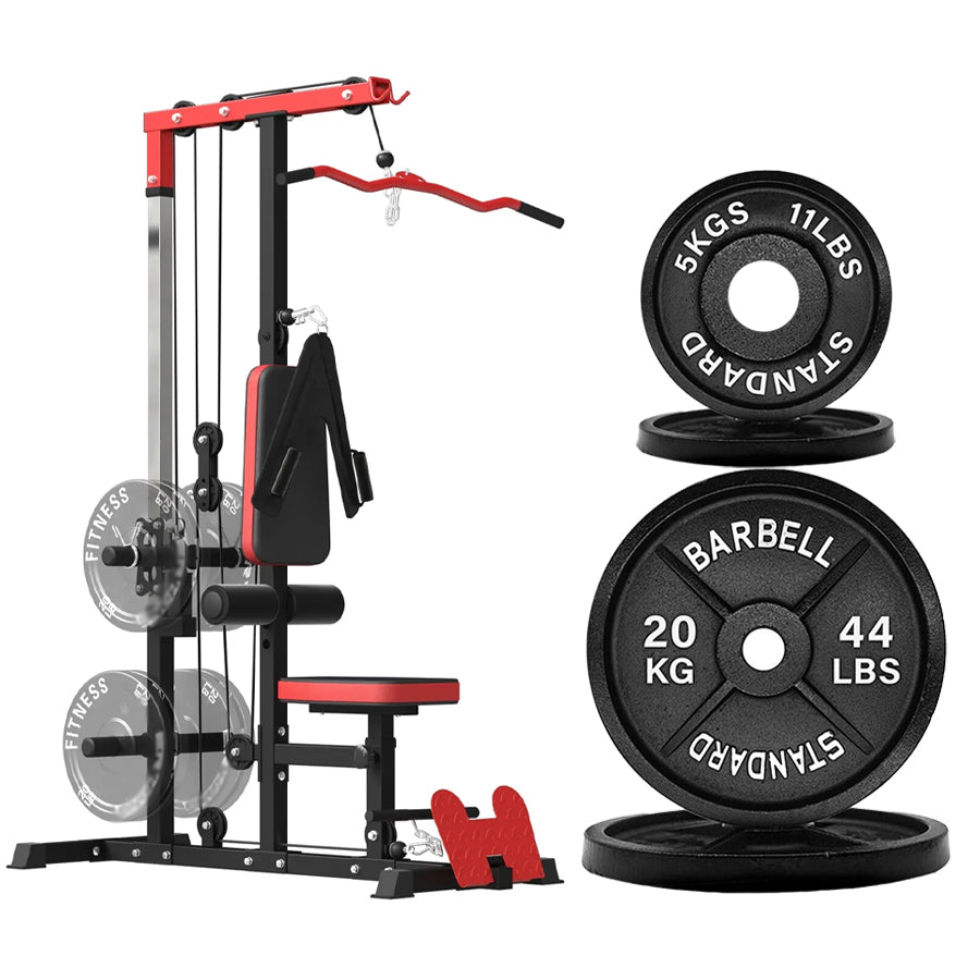 Professional LAT Pulldown Machine with Dual Pulley System – Home Gym Cable Station for Back & Upper Body – Adjustable Seat – Compact Strength Training Equipment for Full Body Workouts