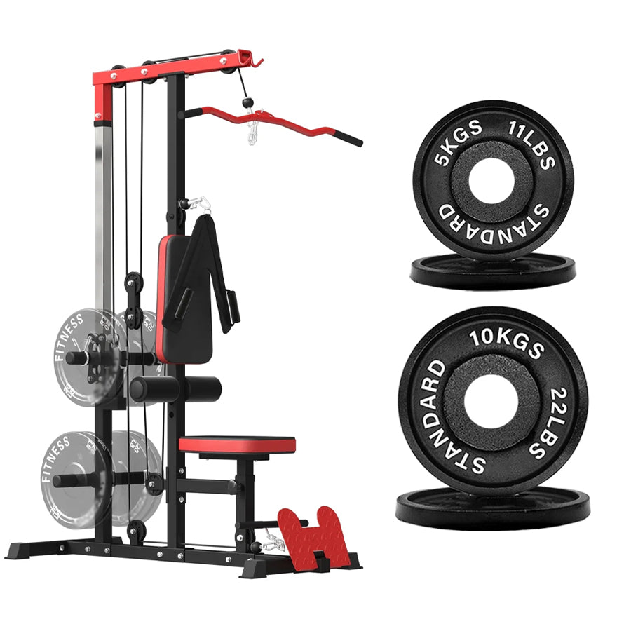 Professional LAT Pulldown Machine with Dual Pulley System – Home Gym Cable Station for Back & Upper Body – Adjustable Seat – Compact Strength Training Equipment for Full Body Workouts