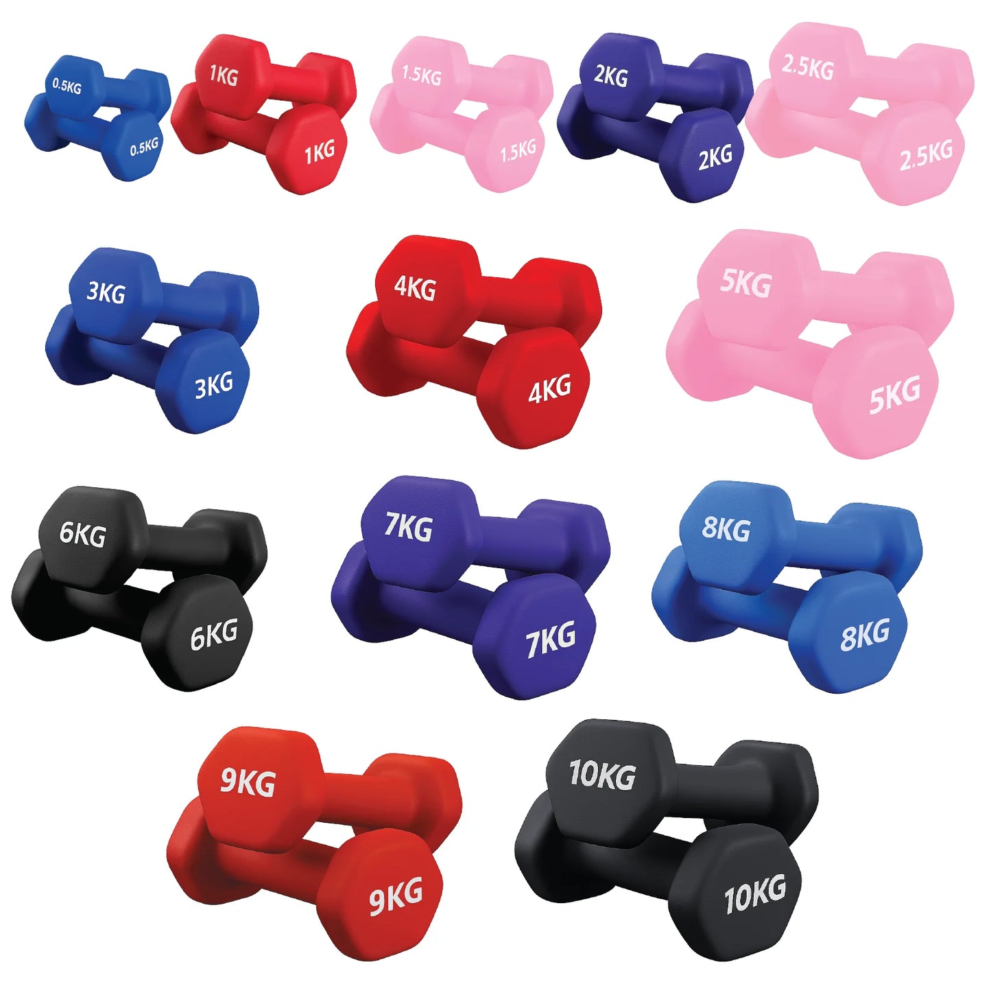 Neoprene Hex Dumbbells – Anti-Roll Non-Slip Hand Weights with Soft-Touch Grip – Available in Singles, Pairs & Sets – Premium Home Fitness Equipment