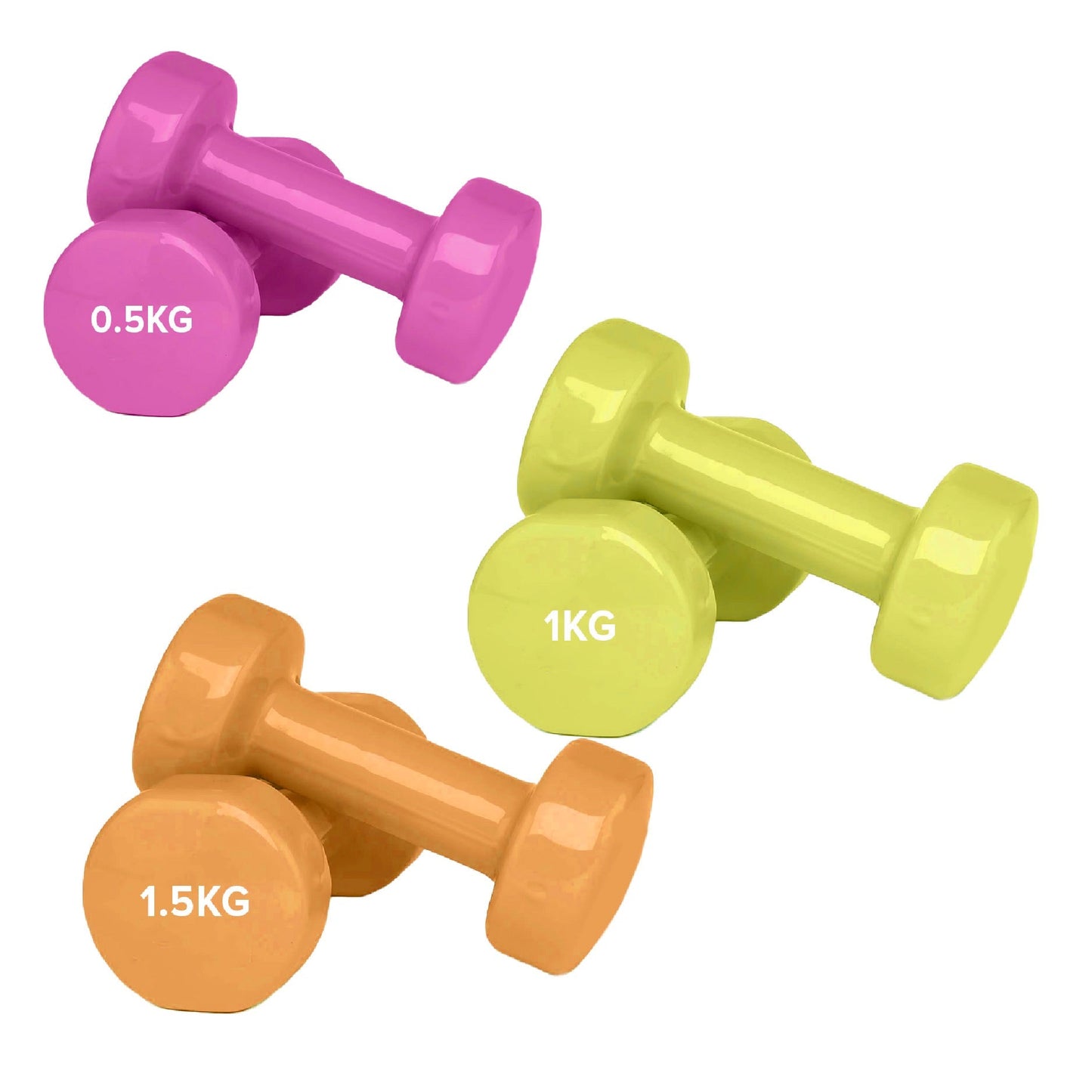Neoprene Vinyl Dumbbell Set – Multi-Coloured Hex Weights with Non-Slip Grip – 6kg to 38kg – Premium Home Gym for Yoga, Pilates & Strength Training