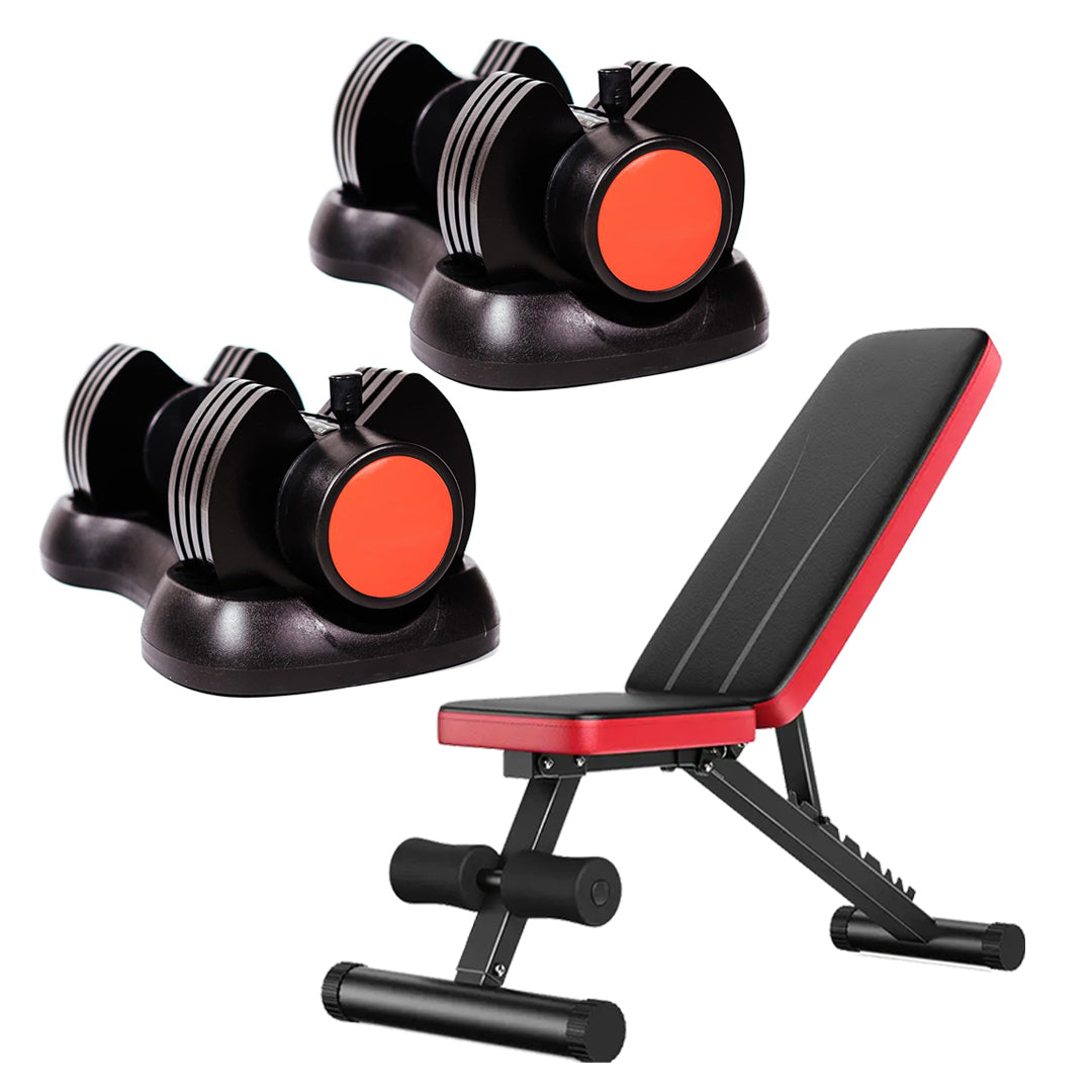 12.5kg Adjustable Dumbbell – 5-in-1 Quick Dial Dumbbell Set with Safety Lock, Non-Slip Grip, Space-Saving Design for Strength Training at Home