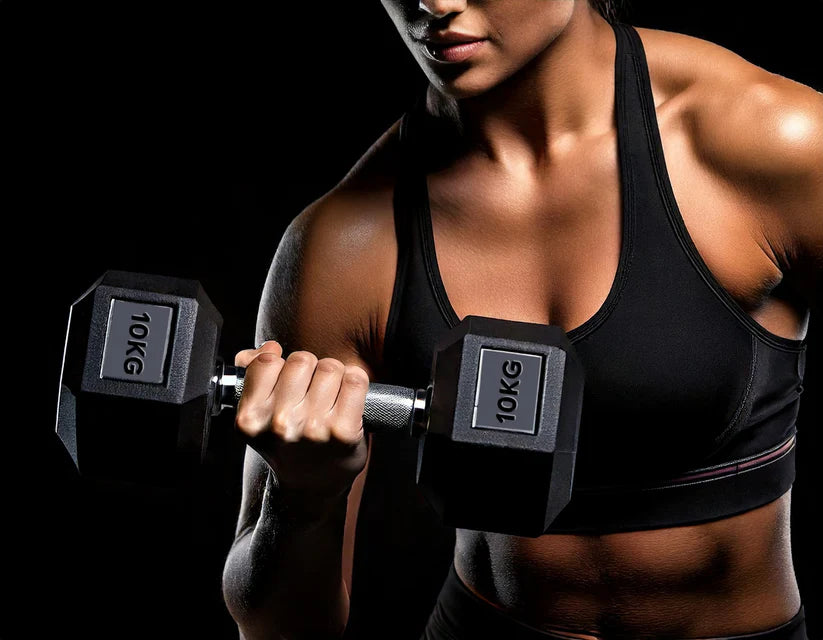Professional Hex Dumbbells: Singles, Pairs & Complete Weight Sets - Rubber Coated Hexagonal Weights 2.5kg to 60kg with Anti-Roll Design, Metal Handles & Ergonomic Grip for Strength Training & Home Fitness