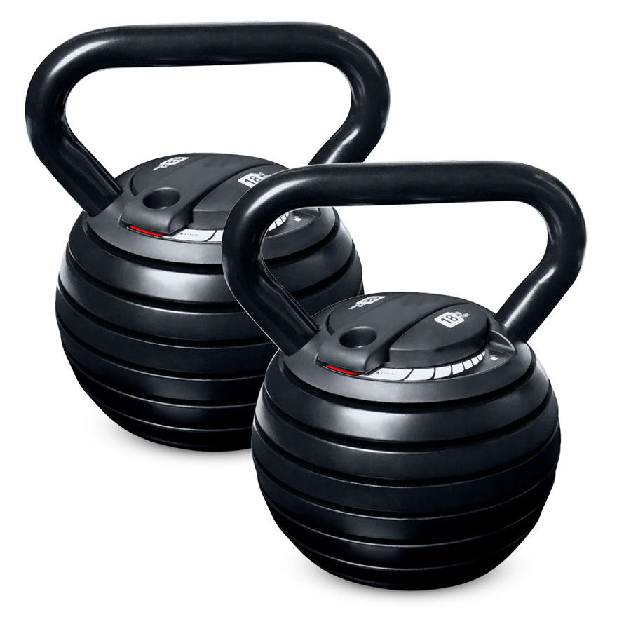 18kg Adjustable Kettlebell Weight Set – 7-in-1 Space-Saving Home Gym Equipment – Quick-Lock System for Fast Adjustments from 3.6kg to 18kg – Premium Cast Iron Build with Ergonomic Handle Grip
