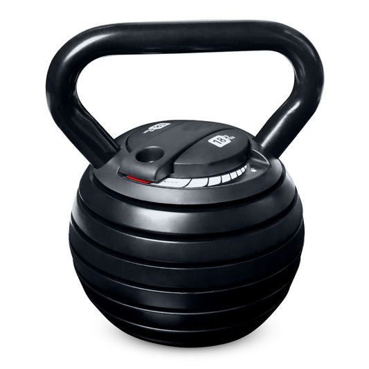 18kg Adjustable Kettlebell Weight Set – 7-in-1 Space-Saving Home Gym Equipment – Quick-Lock System for Fast Adjustments from 3.6kg to 18kg – Premium Cast Iron Build with Ergonomic Handle Grip