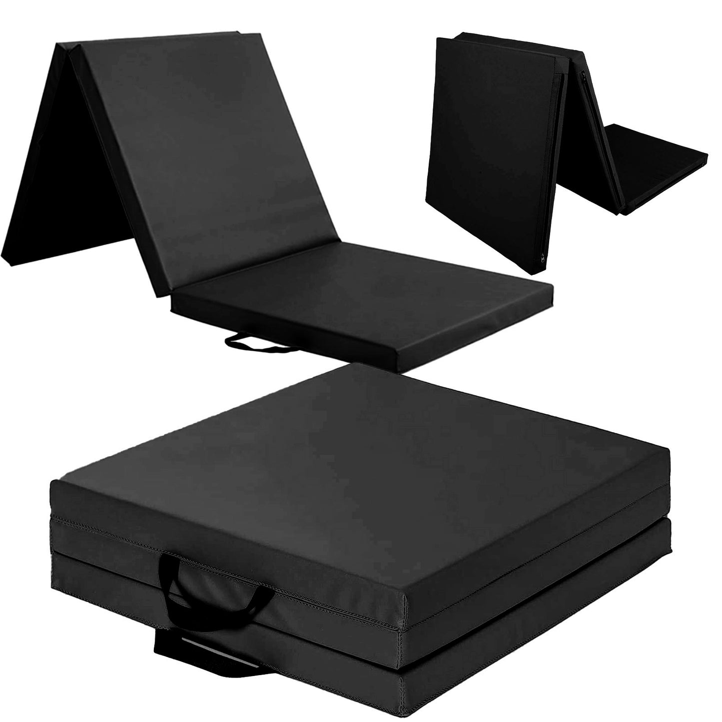 Extra Thick Tri‑Fold Yoga Mat – Non‑Slip PU Foam Gym Mat