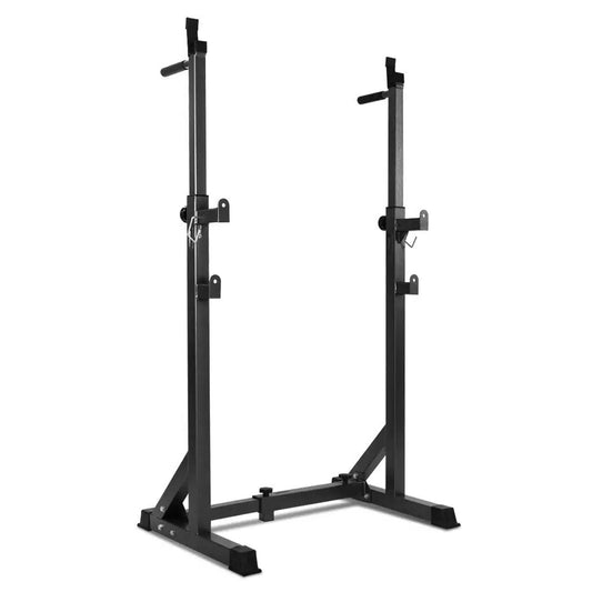 Heavy-Duty Half Squat Rack – Adjustable Strength Training Stand with Dip Station & Safety Spotters – 200KG Capacity – Height & Width Adjustable – Home Gym Power Rack Equipment