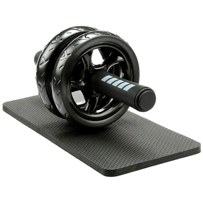 Pro Double-Wheel Ab Roller with Knee Mat – Rebound Core Trainer with Adjustable Resistance Bands – Silent Non-Slip Wheels – Home Gym Ab Workout Equipment for Men & Women